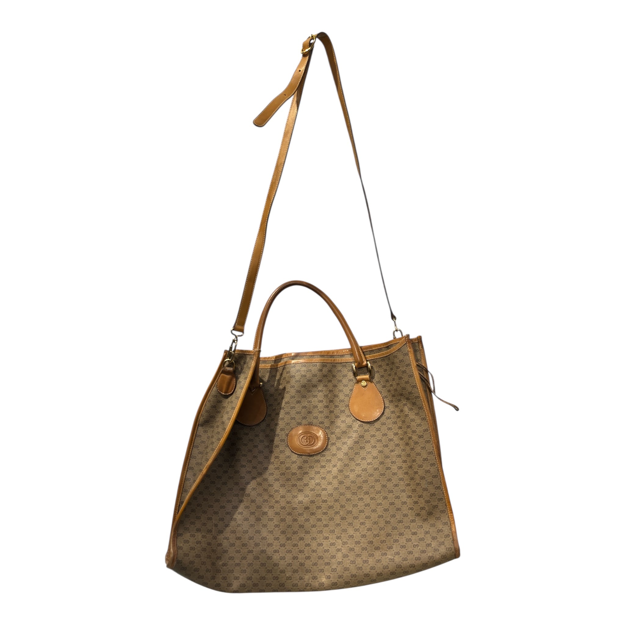 GUCCI/Tote Bag/Monogram/Cotton/BEG/MICRO MONO TOTE LEATHER TRIM view 1