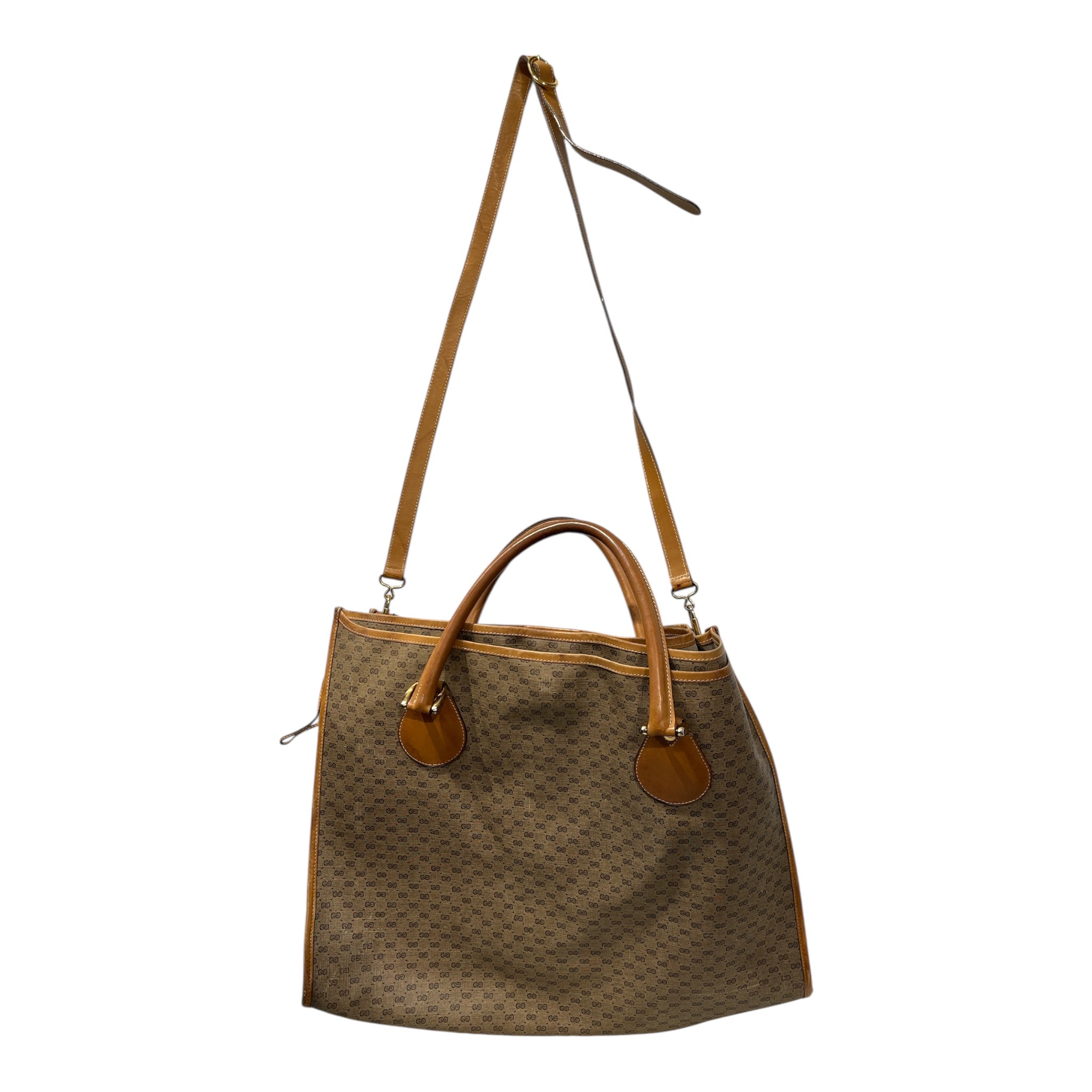 GUCCI/Tote Bag/Monogram/Cotton/BEG/MICRO MONO TOTE LEATHER TRIM view 2