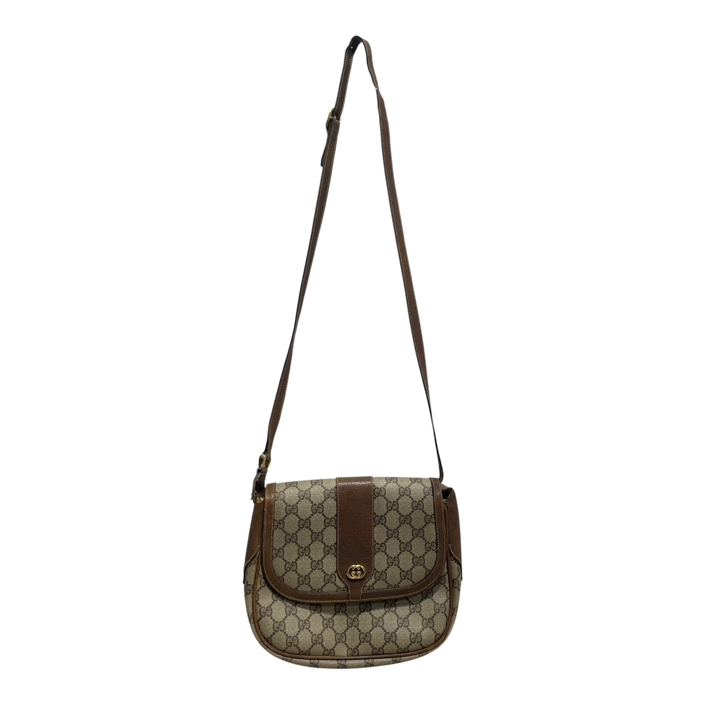 GUCCI/Cross Body Bag/Monogram/Leather/BRW/Micro GG Supreme Crossbody view 1