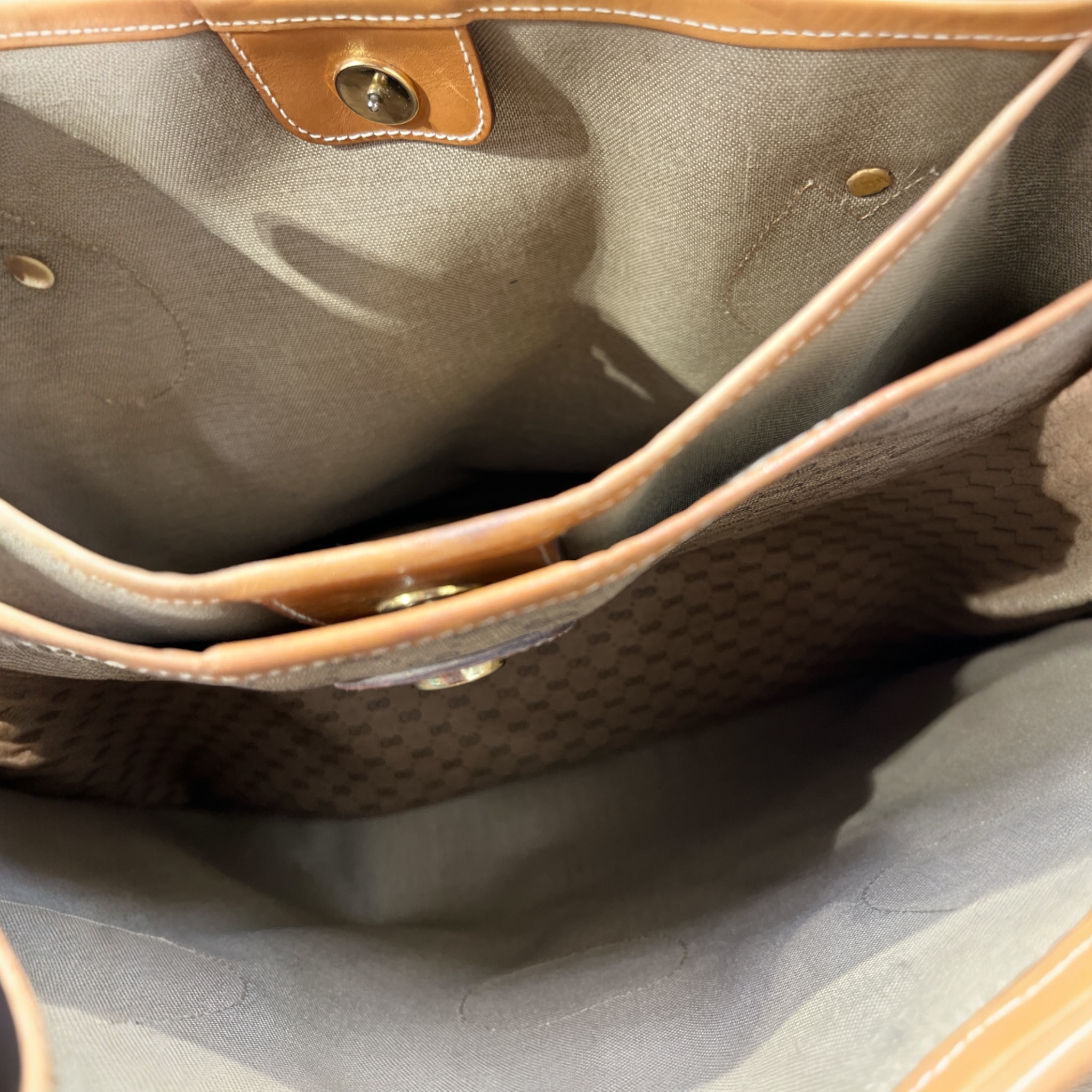 GUCCI/Tote Bag/Monogram/Cotton/BEG/MICRO MONO TOTE LEATHER TRIM view 5