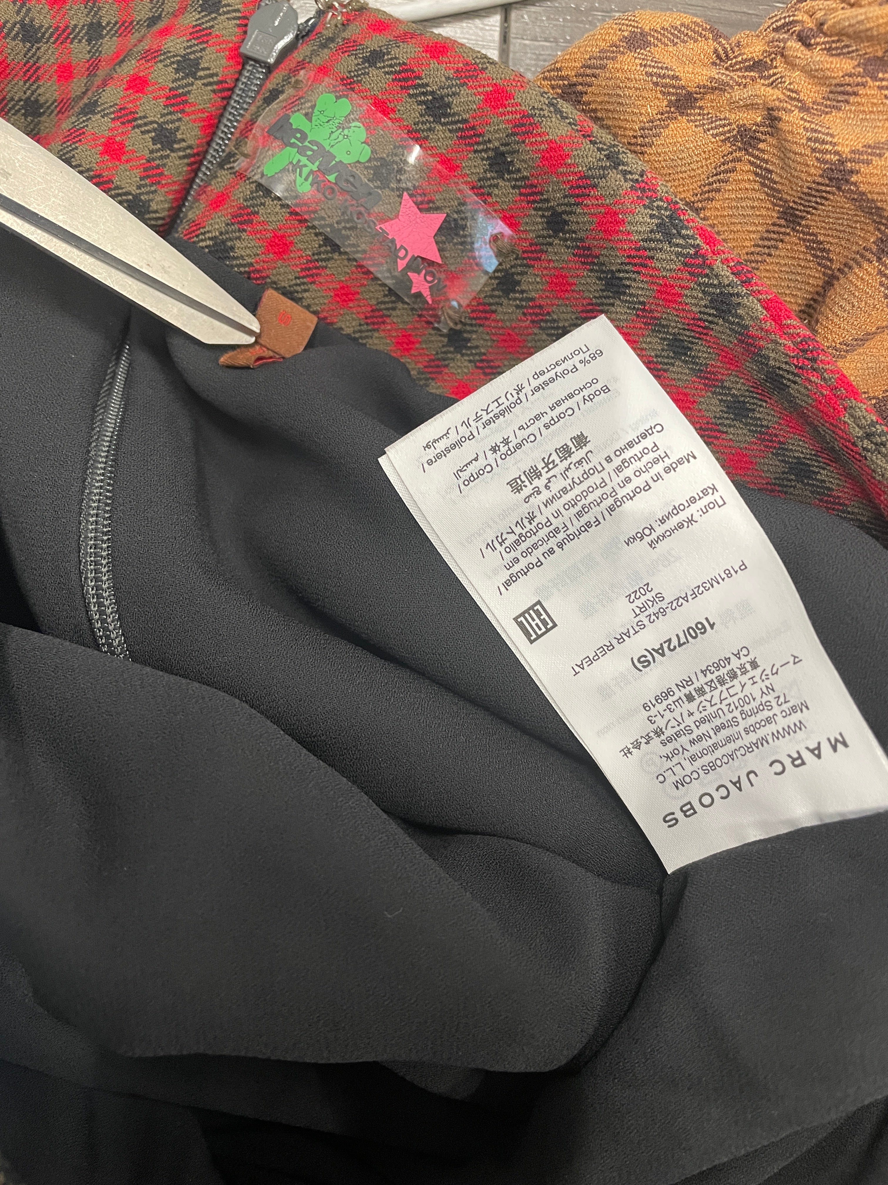 Heaven By Marc Jacobs/Kiko Kostadinov/Skirt/S/Plaid/Cotton/CML/RUNCHED BTM/SLV LOGO HARDWARE view 3