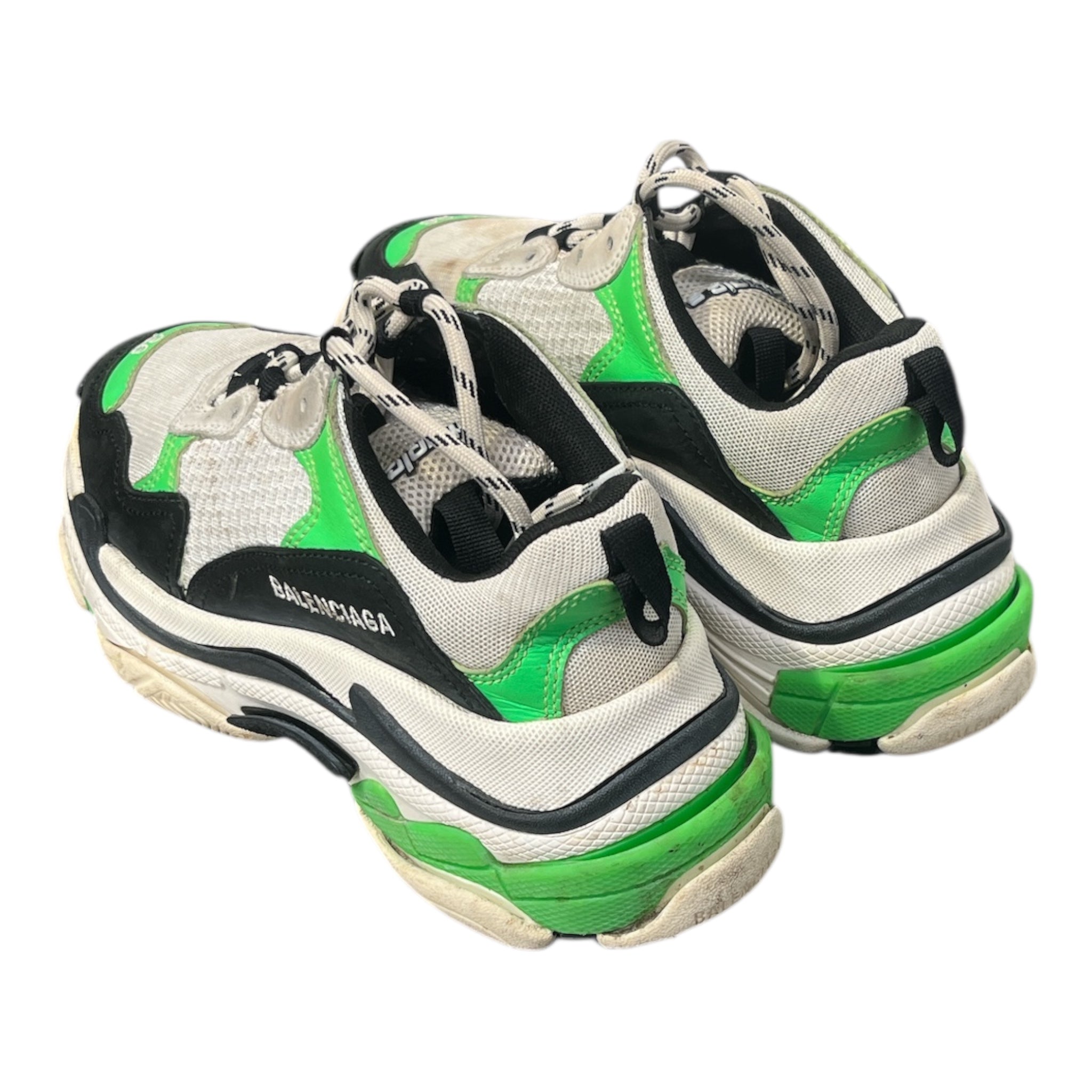 BALENCIAGA/Low-Sneakers/US 6/Cotton/GRN/TRIPLE S, WHT/BLK/GRN view 2