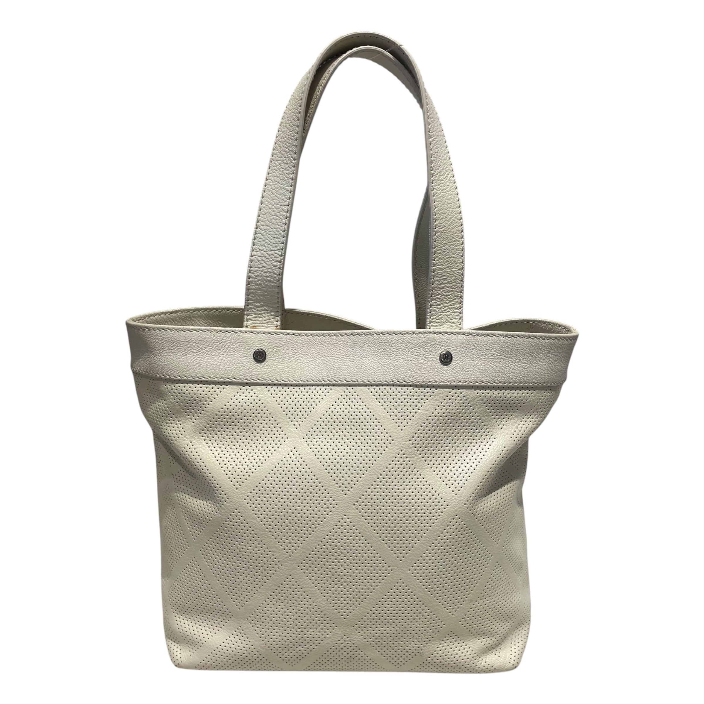 CHANEL/Tote Bag/Leather/WHT/Perforaled CC Tote view 2