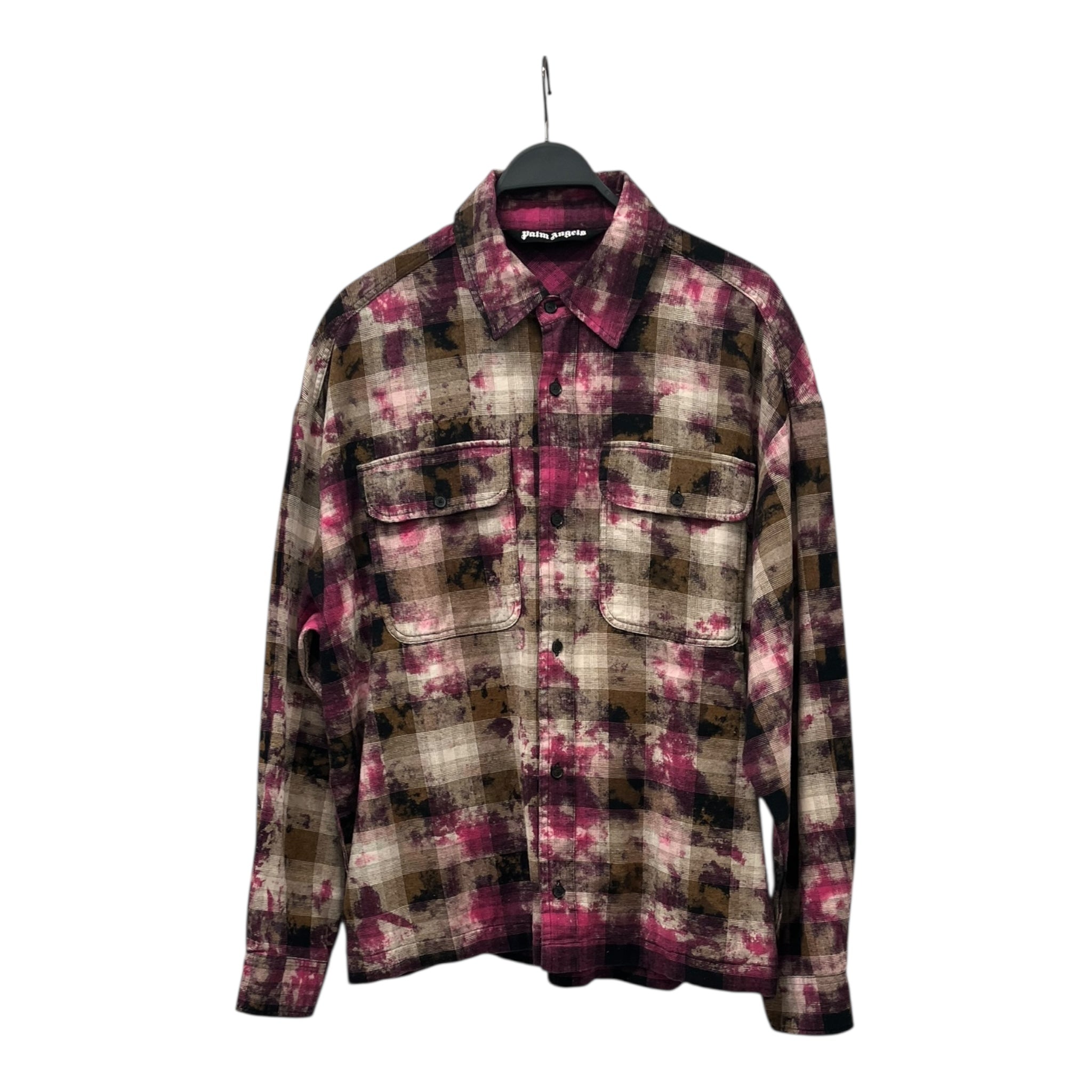 Palm Angels/LS Shirt/48/Cotton/PNK/Plaid/BLEACH SPLATTER ALL OVER view 1