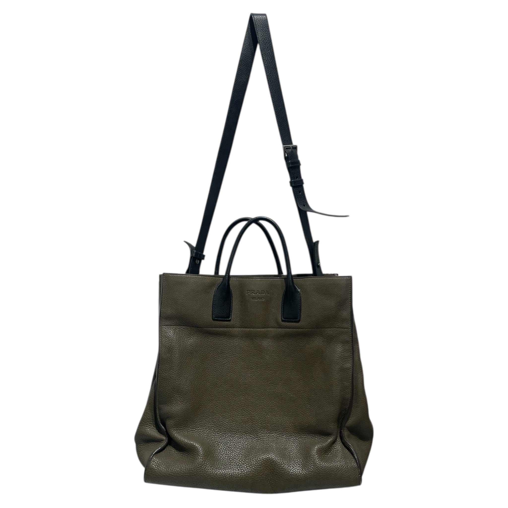 PRADA/Tote Bag/Leather/GRN/Leather Tote Crossbody Strap view 1