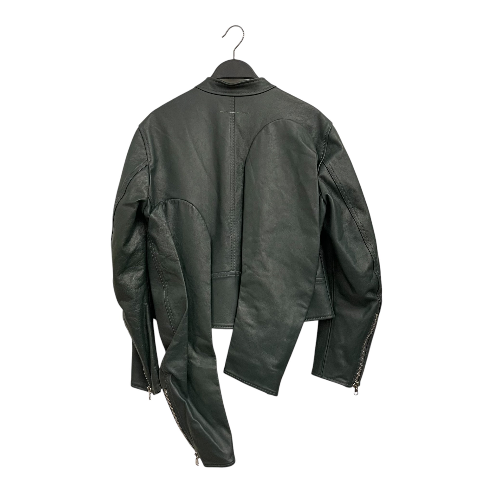 MM6/Leather Jkt/40/Leather/GRN/5 ZIP 4 SLEEVES view 2