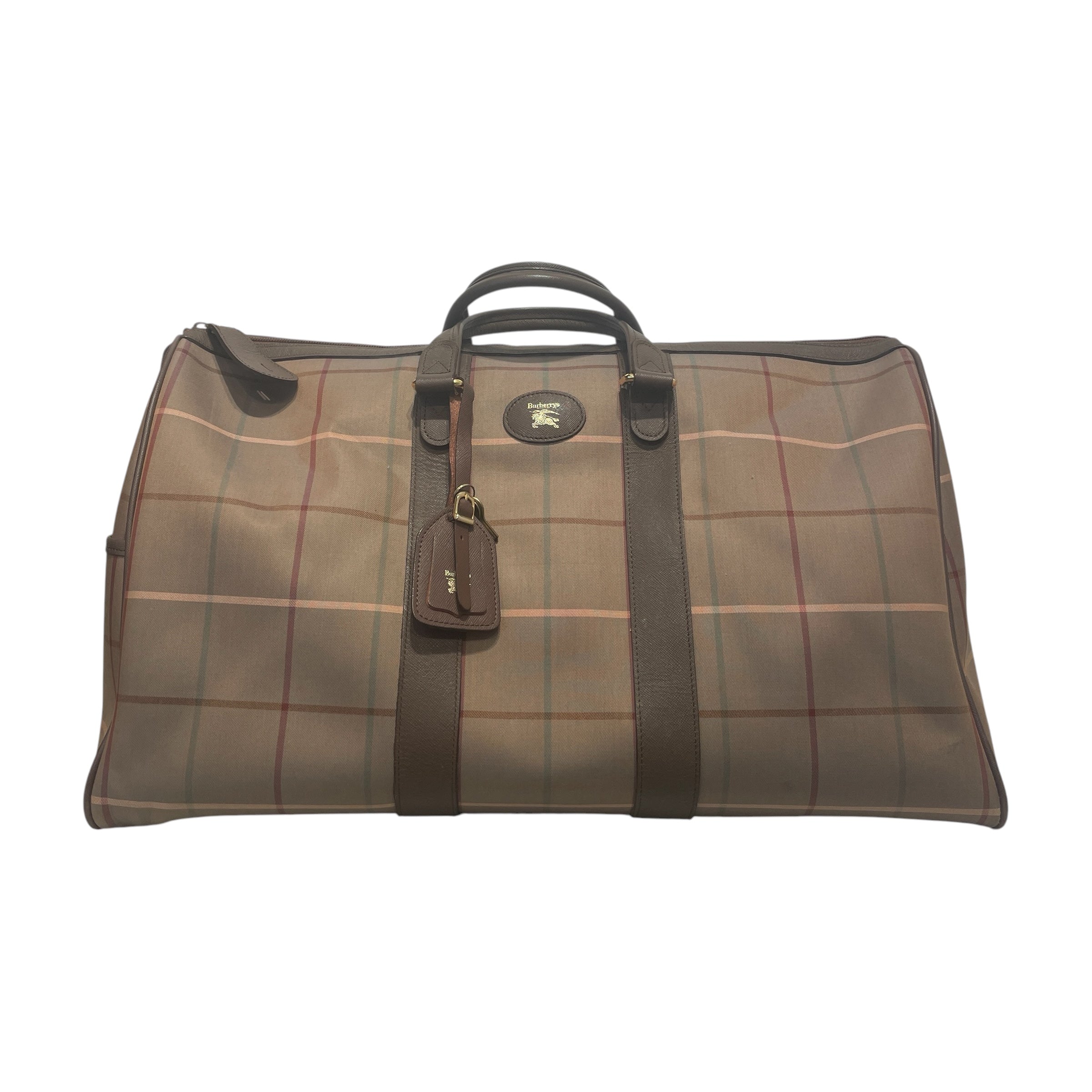 BURBERRY/Luggage/Plaid/Leather/CML/travelbostonbag view 1