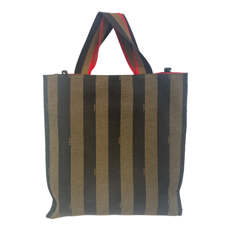 FENDI/Tote Bag/Stripe/KHK/LOGO SHOPPING CANVAS