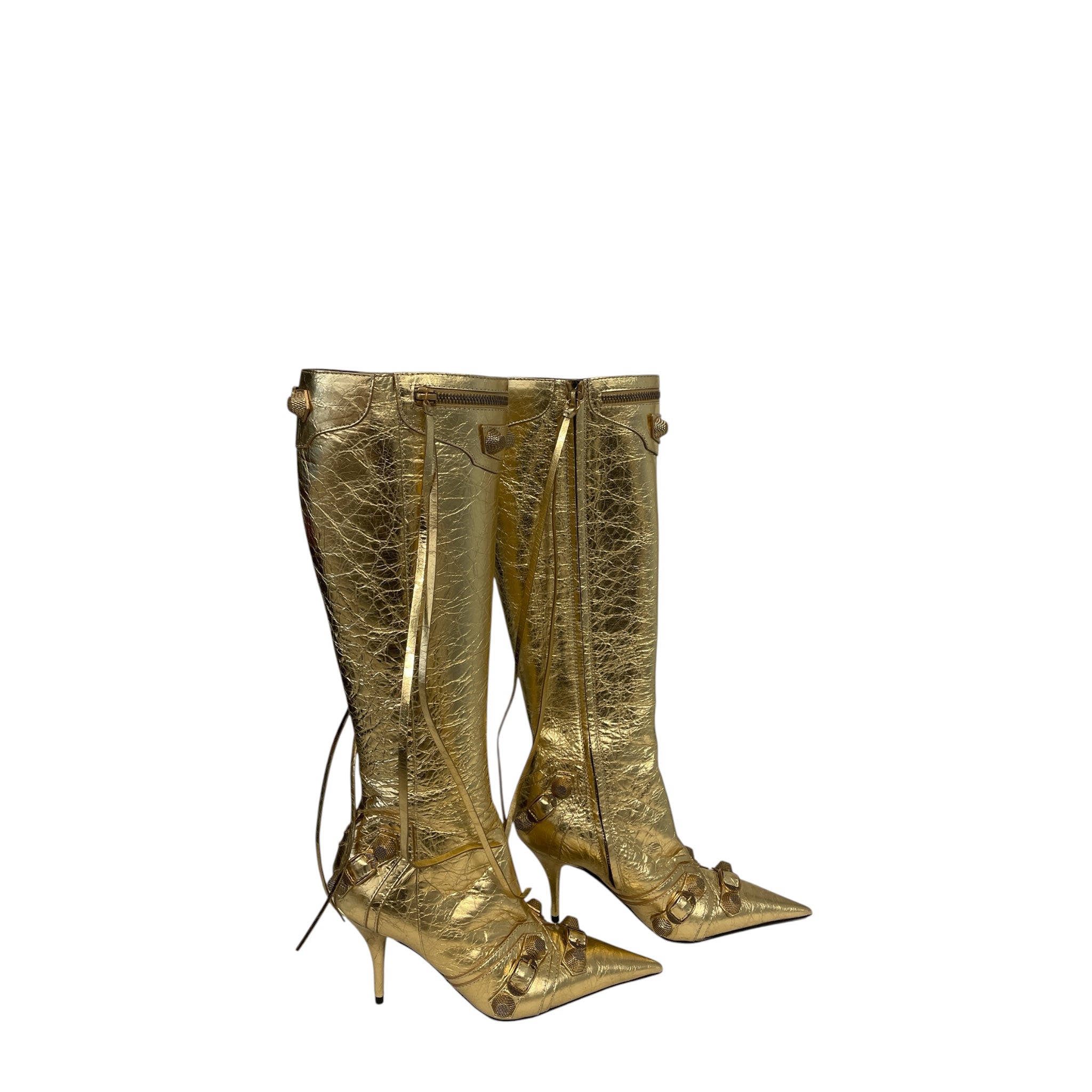 BALENCIAGA/Long Boots/US 5.5/Leather/GLD/cagole heel boot