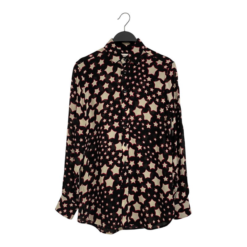 SAINT LAURENT/LS Shirt/36/Rayon/BLK/All Over Print/2014 STAR PRINT SEMI SHEER