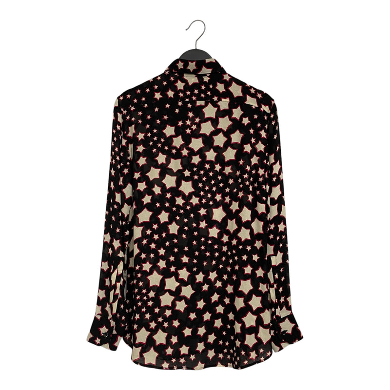 SAINT LAURENT/LS Shirt/36/Rayon/BLK/All Over Print/2014 STAR PRINT SEMI SHEER