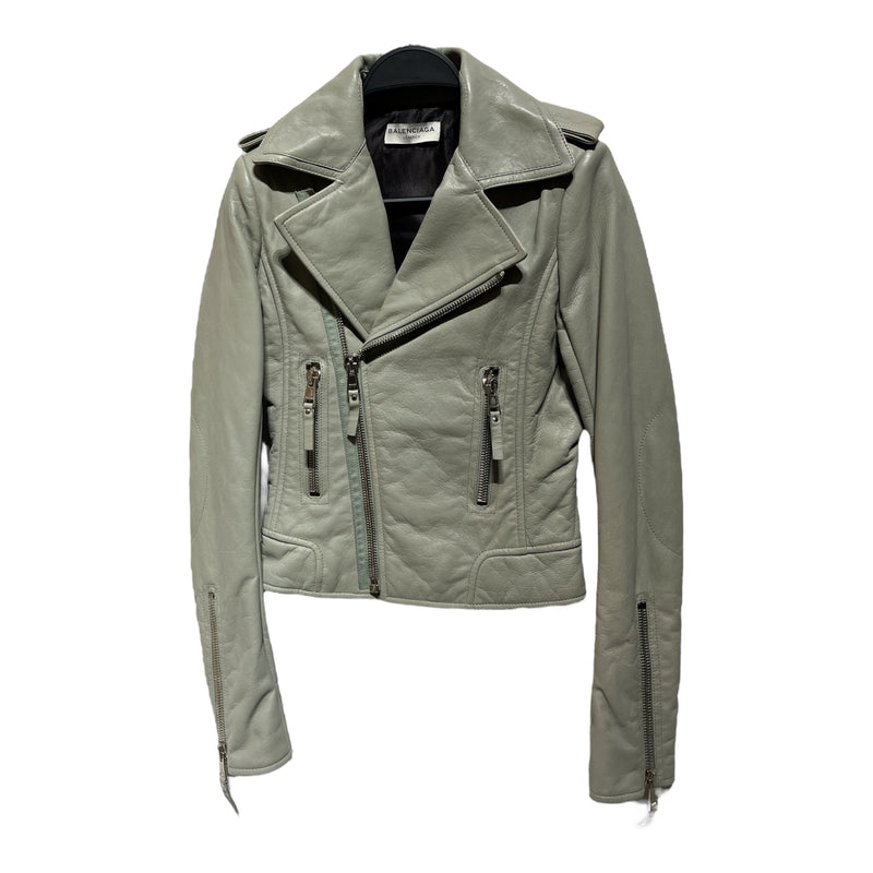 BALENCIAGA/Leather Jkt/36/Leather/GRY/Lambskin Biker