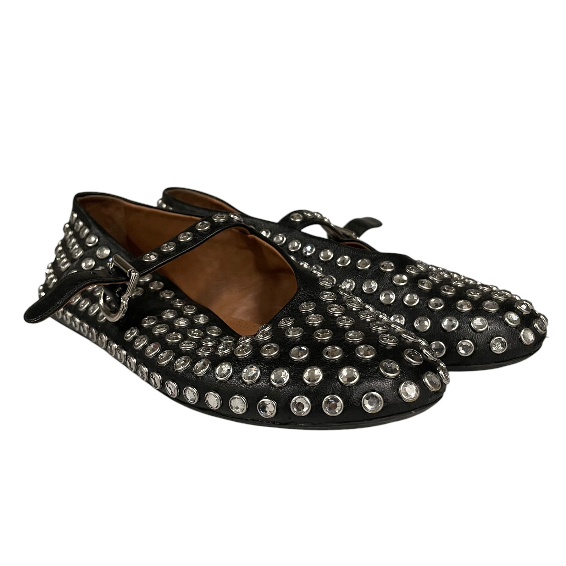 ALAIA/Flat Shoes/EU 40/Leather/BLK/CRYSTALS ALL OVER view 1
