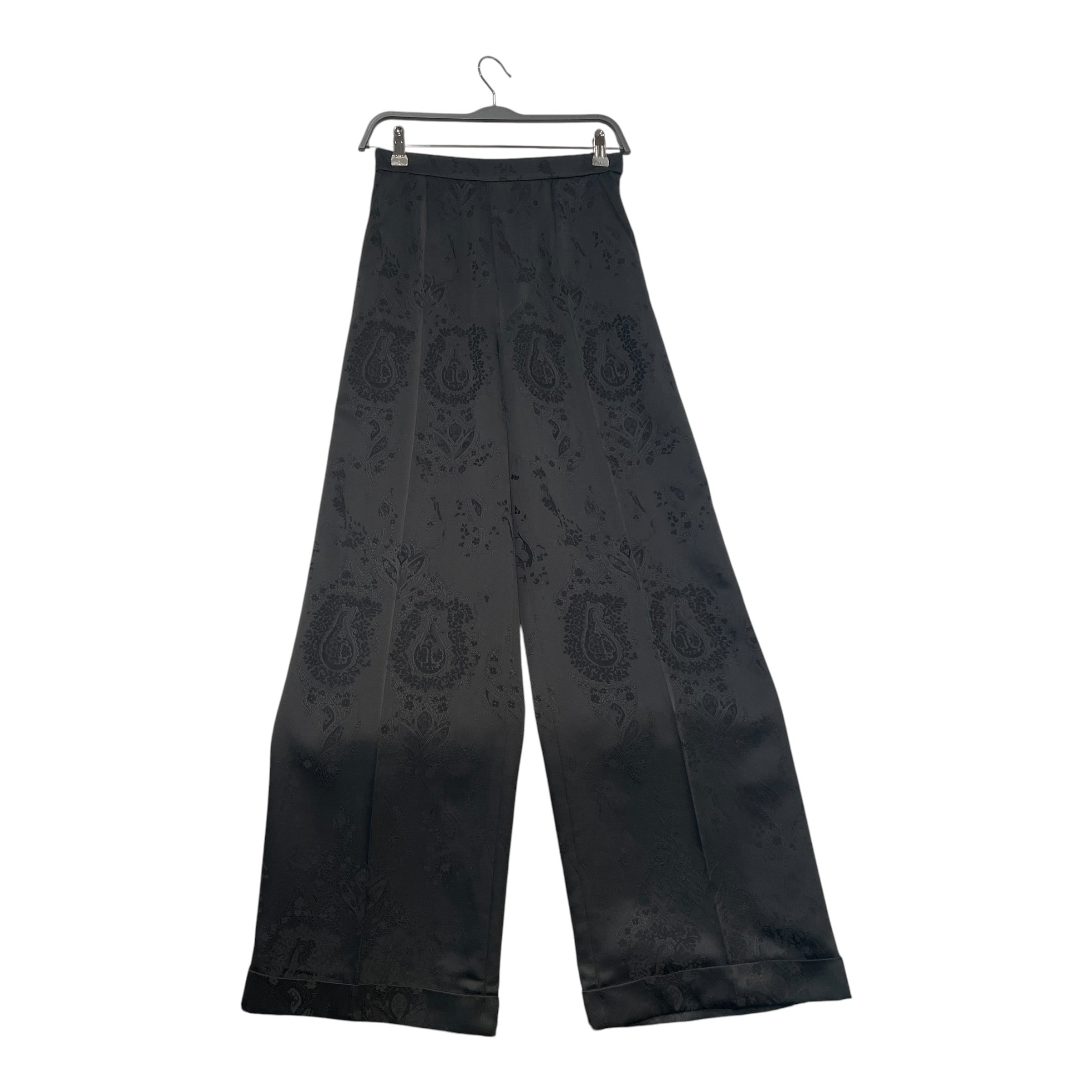 SAINT LAURENT/Straight Pants/36/Silk/BLK/High-waisted/Paisley/ view 1