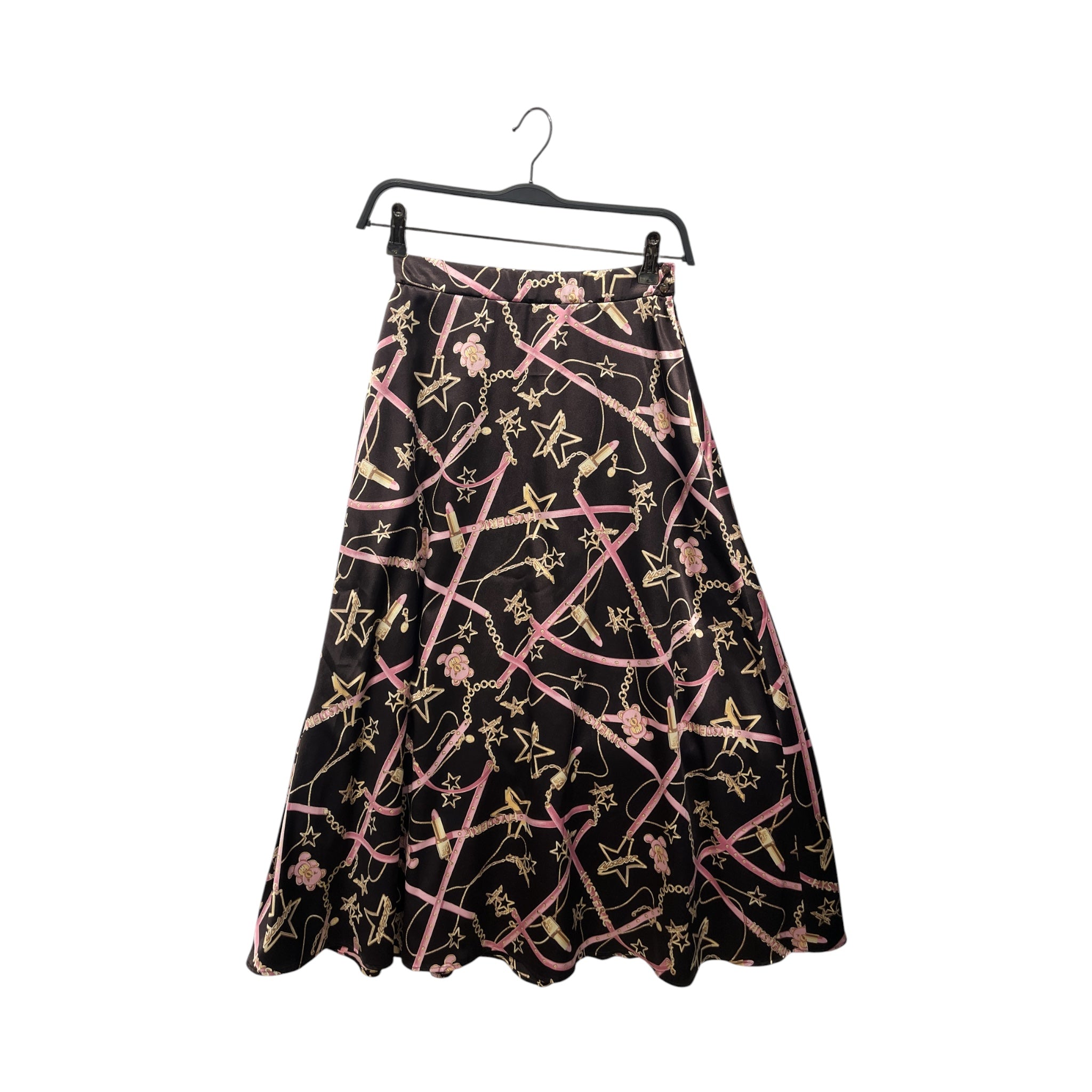 HYSTERIC GLAMOUR/Skirt/S/All Over Print/Silk/BRW/Maxi Length/Gold Charm/Teddy Bear view 1