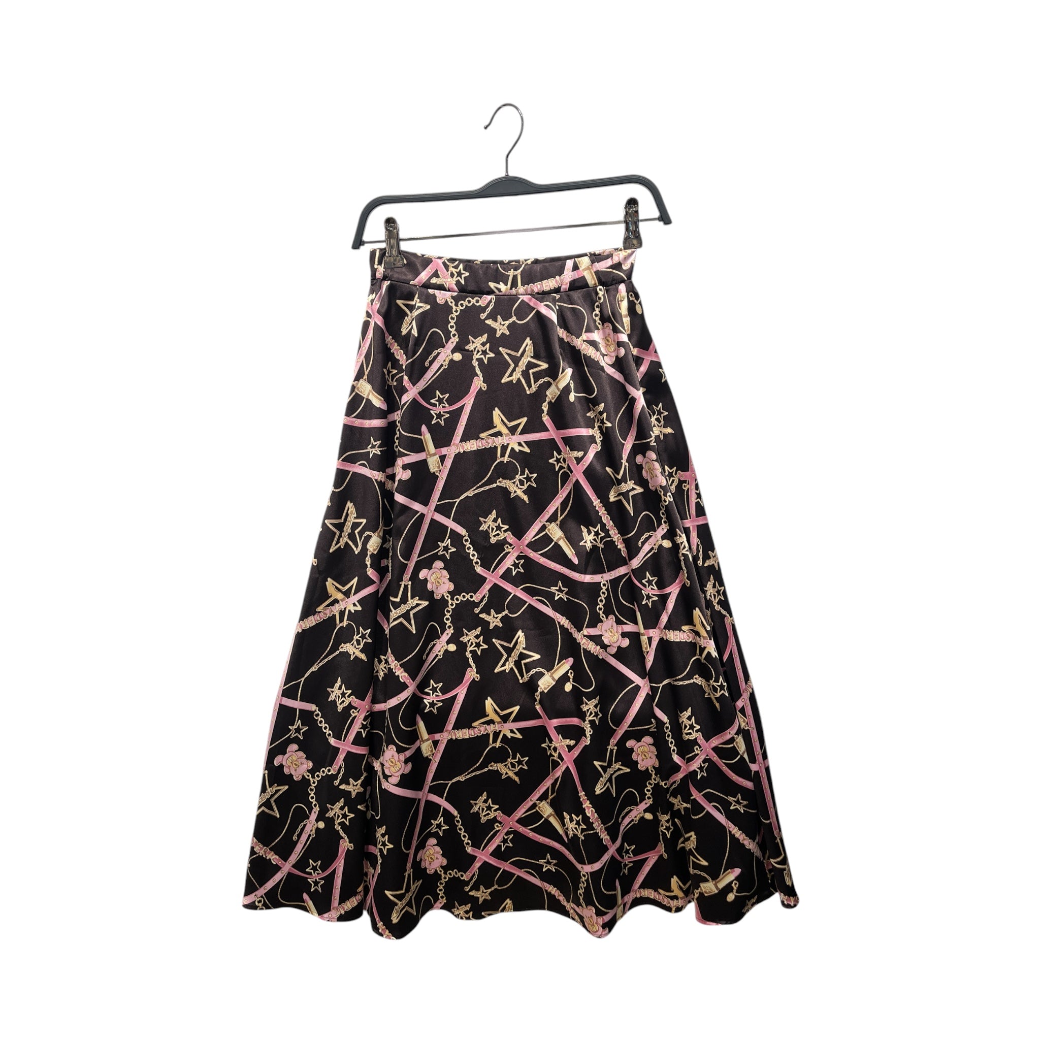 HYSTERIC GLAMOUR/Skirt/S/All Over Print/Silk/BRW/Maxi Length/Gold Charm/Teddy Bear view 2