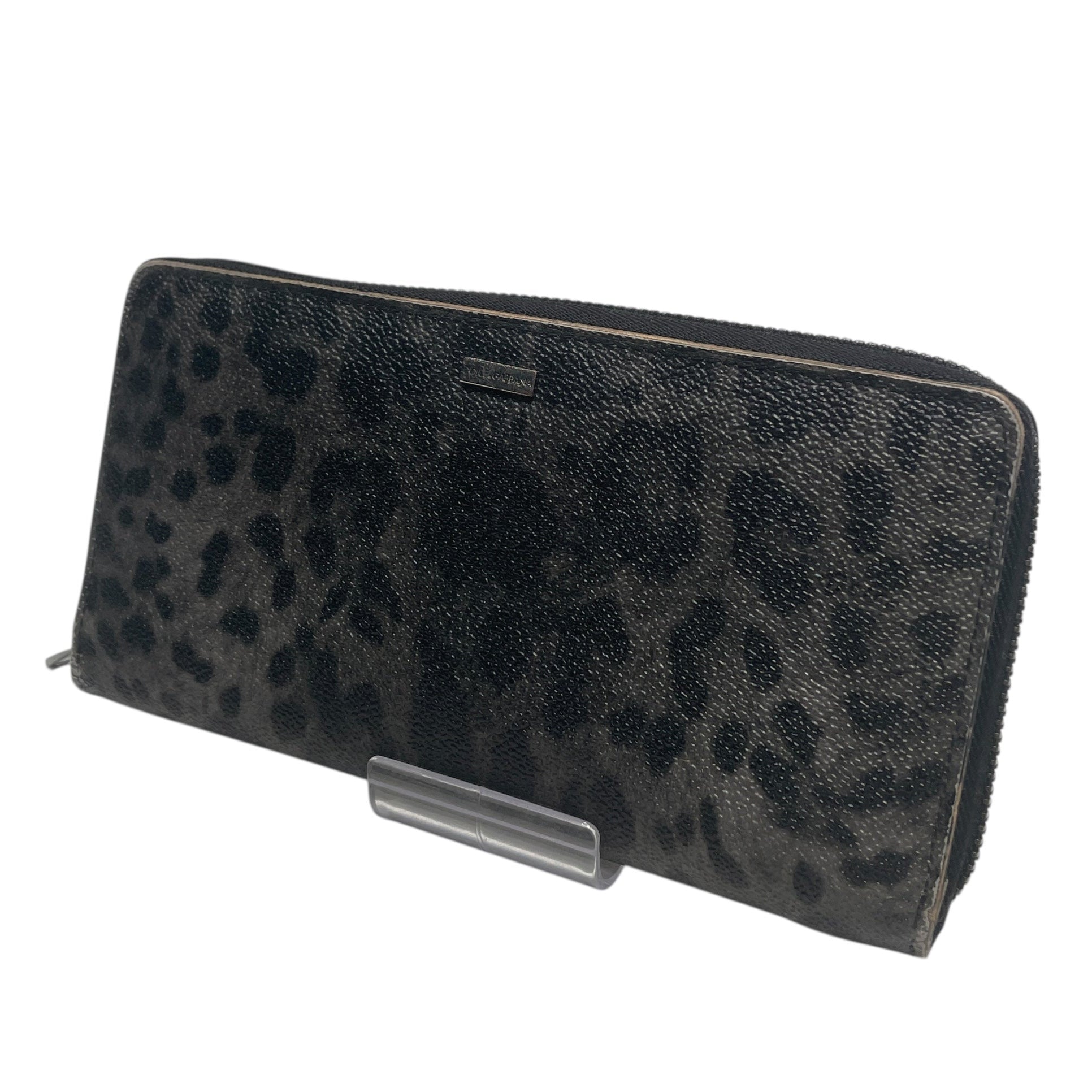 DOLCE&GABBANA/Long Wallet/OS/Animal Pattern/Leather/BLK/Leopard Print Long wallet view 1