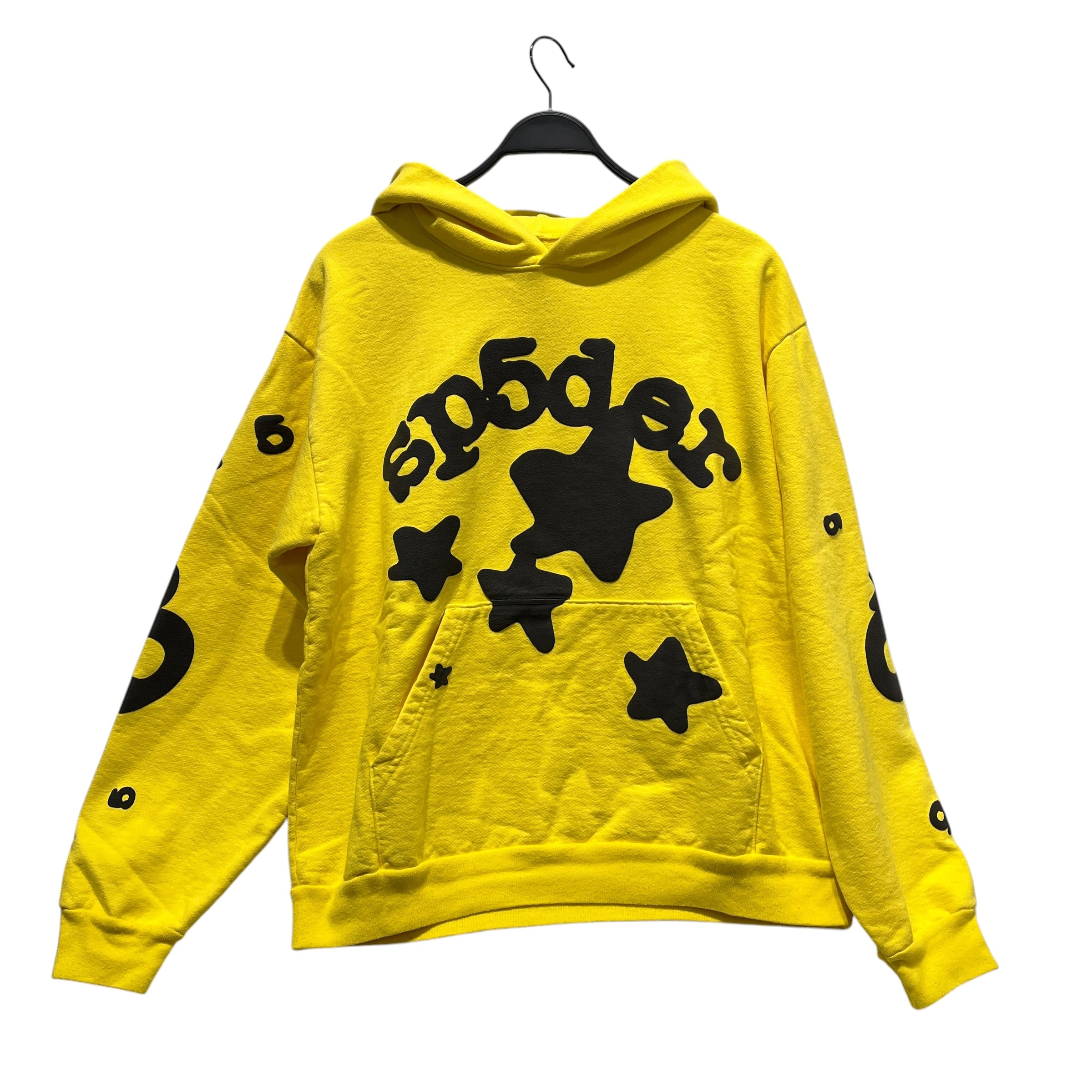 Sp5der/Hoodie/L/Graphic/Cotton/YEL/BLK STARS ON FRONT view 1