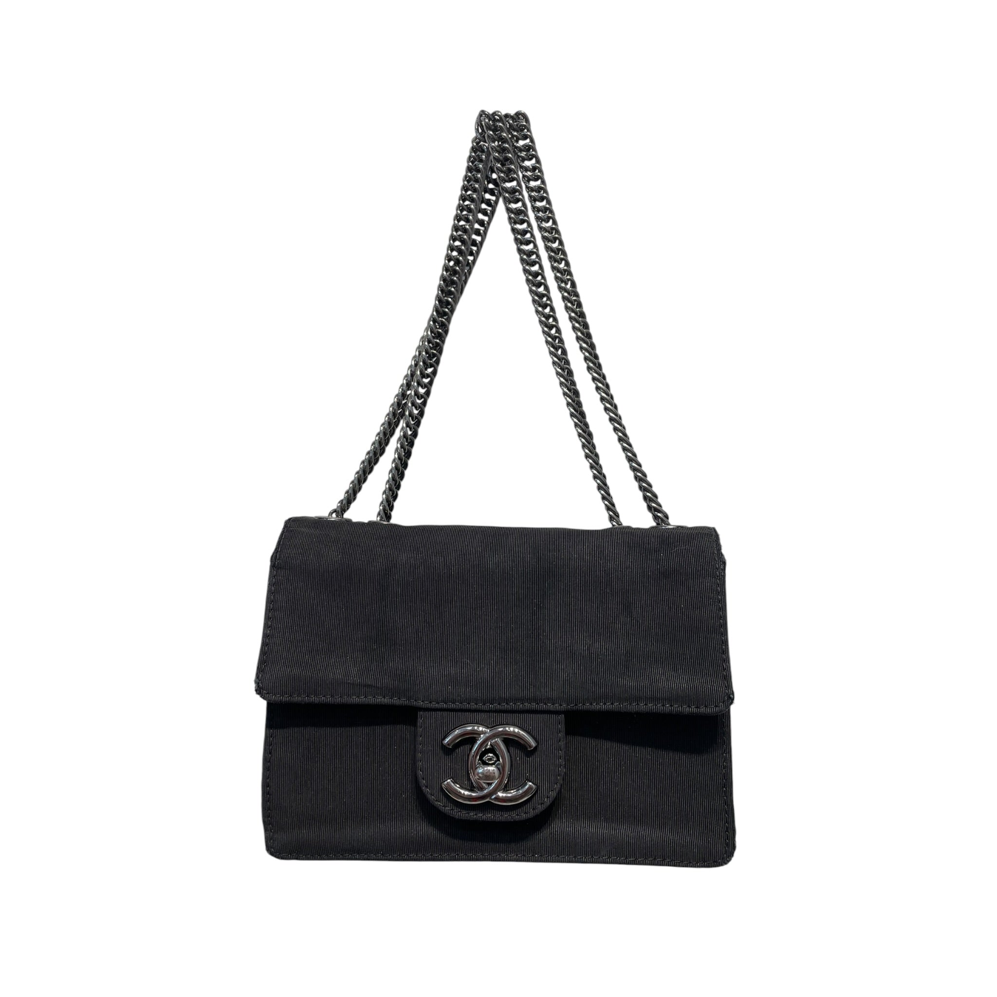 CHANEL/Clutch Bag/Cotton/BLK/fabric flap view 1