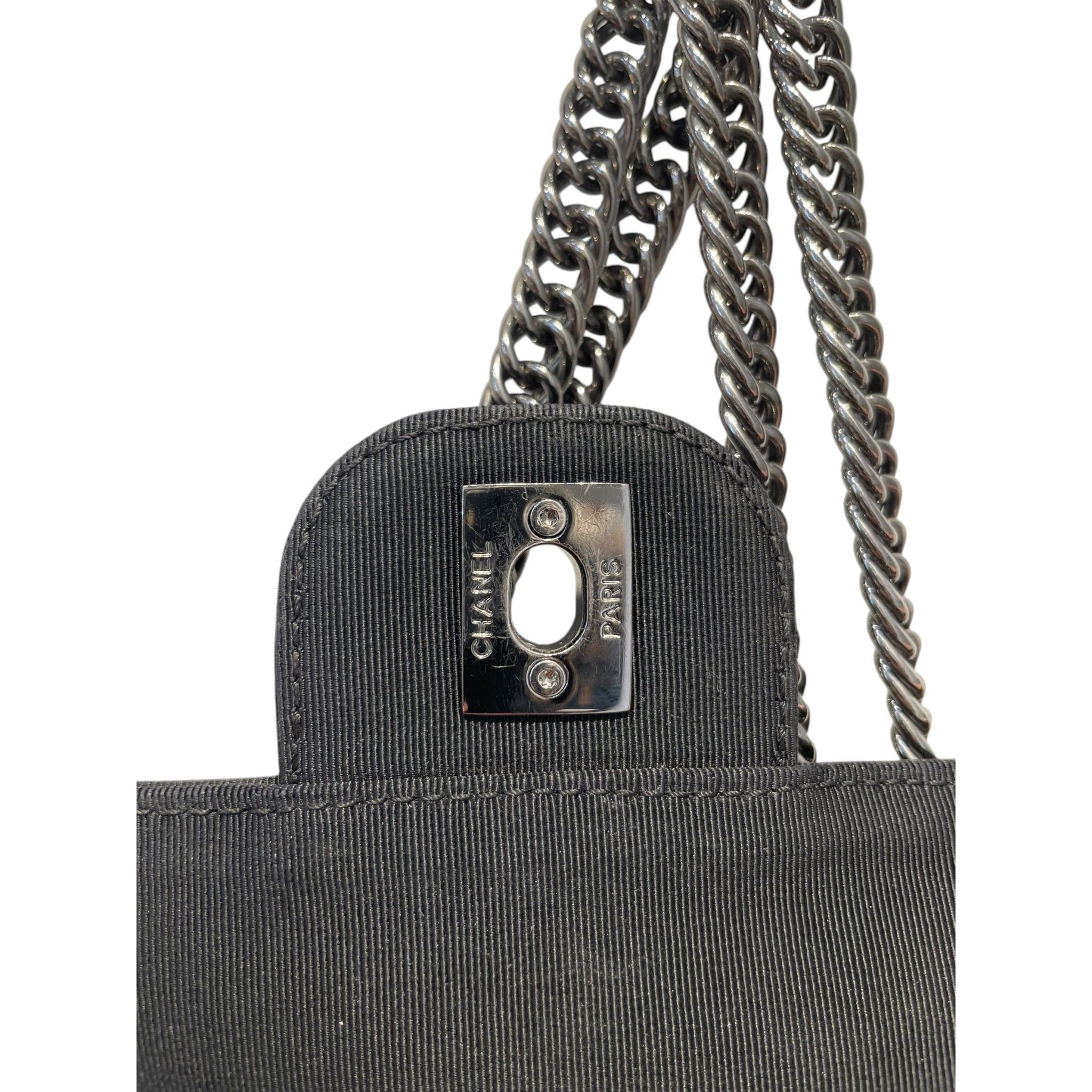 CHANEL/Clutch Bag/Cotton/BLK/fabric flap view 4
