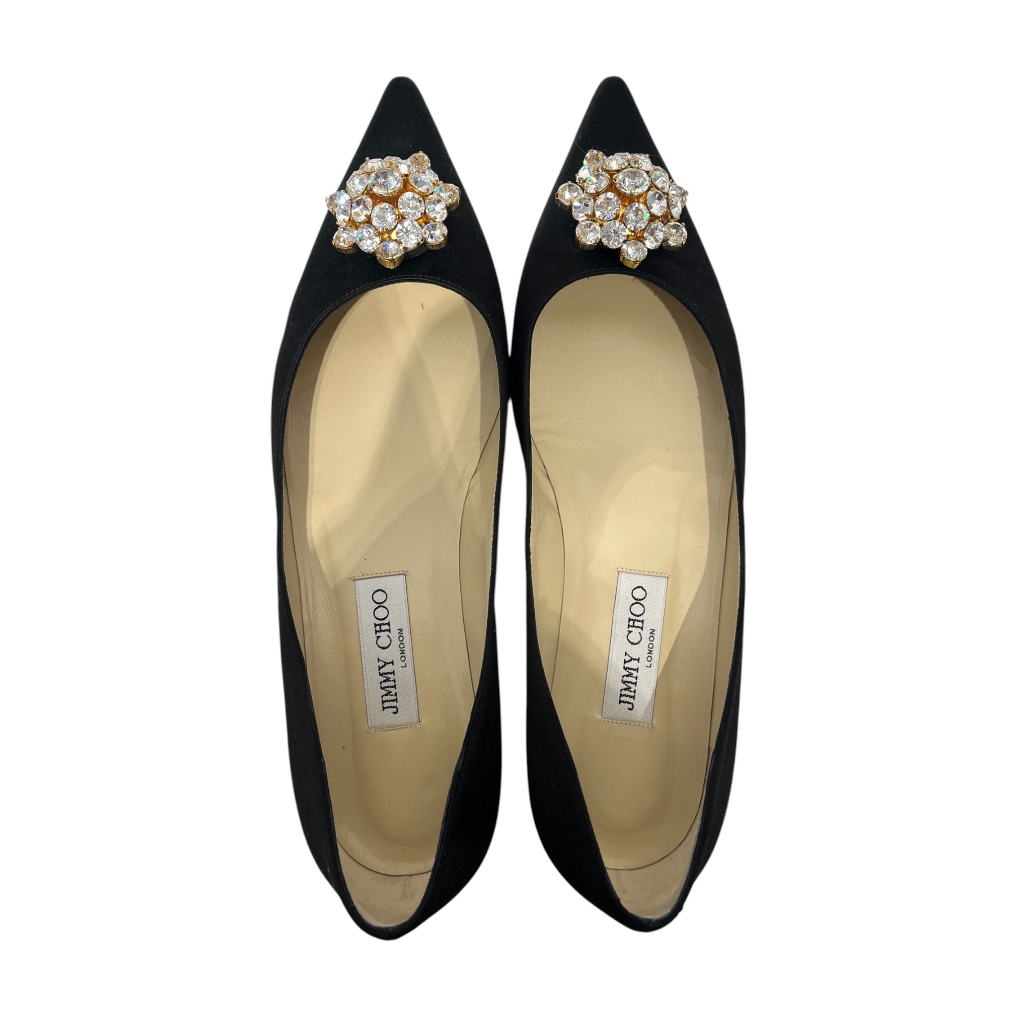 JIMMY CHOO/Flat Shoes/EU 40/BLK/POINT SHOE/ FLAT/ GEMSTONES view 3