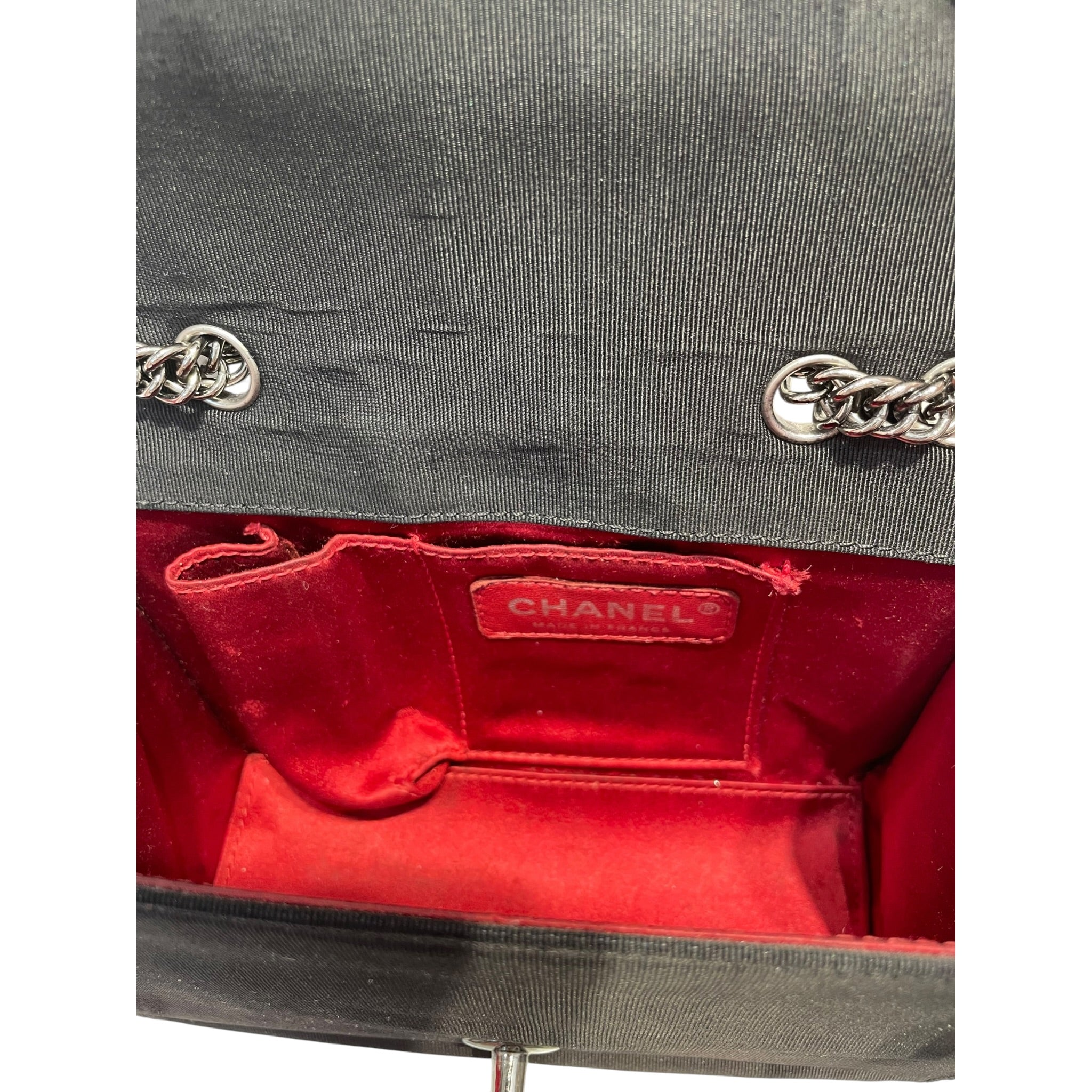 CHANEL/Clutch Bag/Cotton/BLK/fabric flap view 6