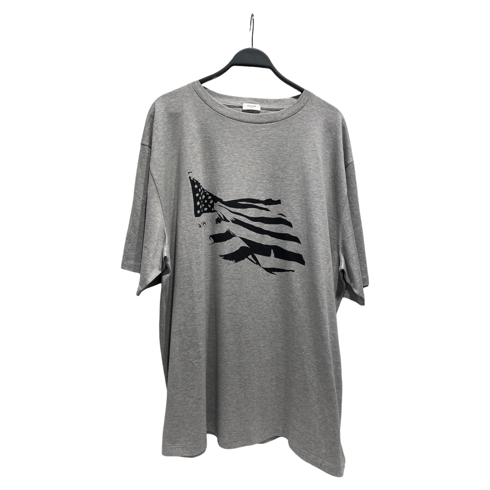 CELINE/T-Shirt/XL/Cotton/GRY/Graphic/flag tee view 1