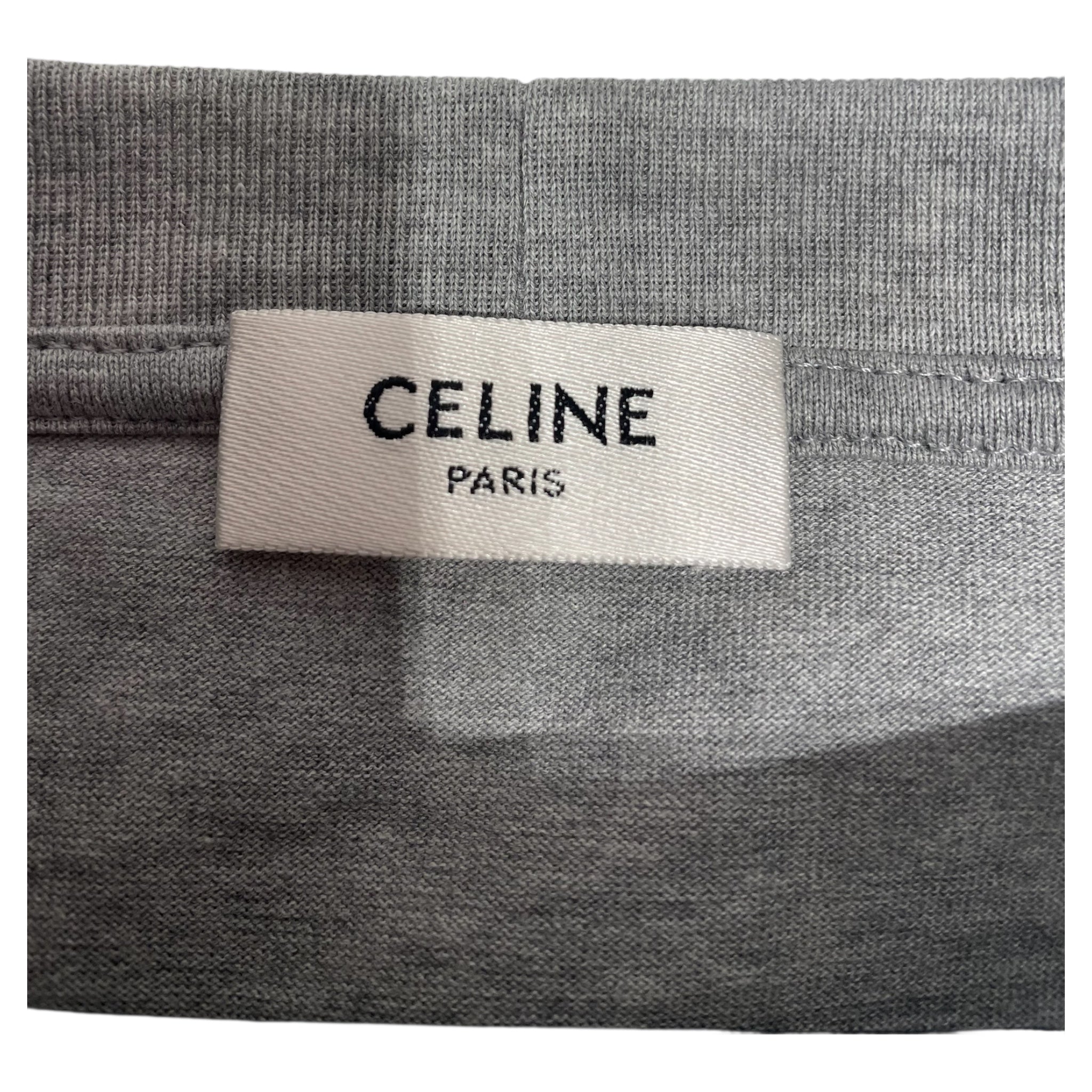 CELINE/T-Shirt/XL/Cotton/GRY/Graphic/flag tee view 3