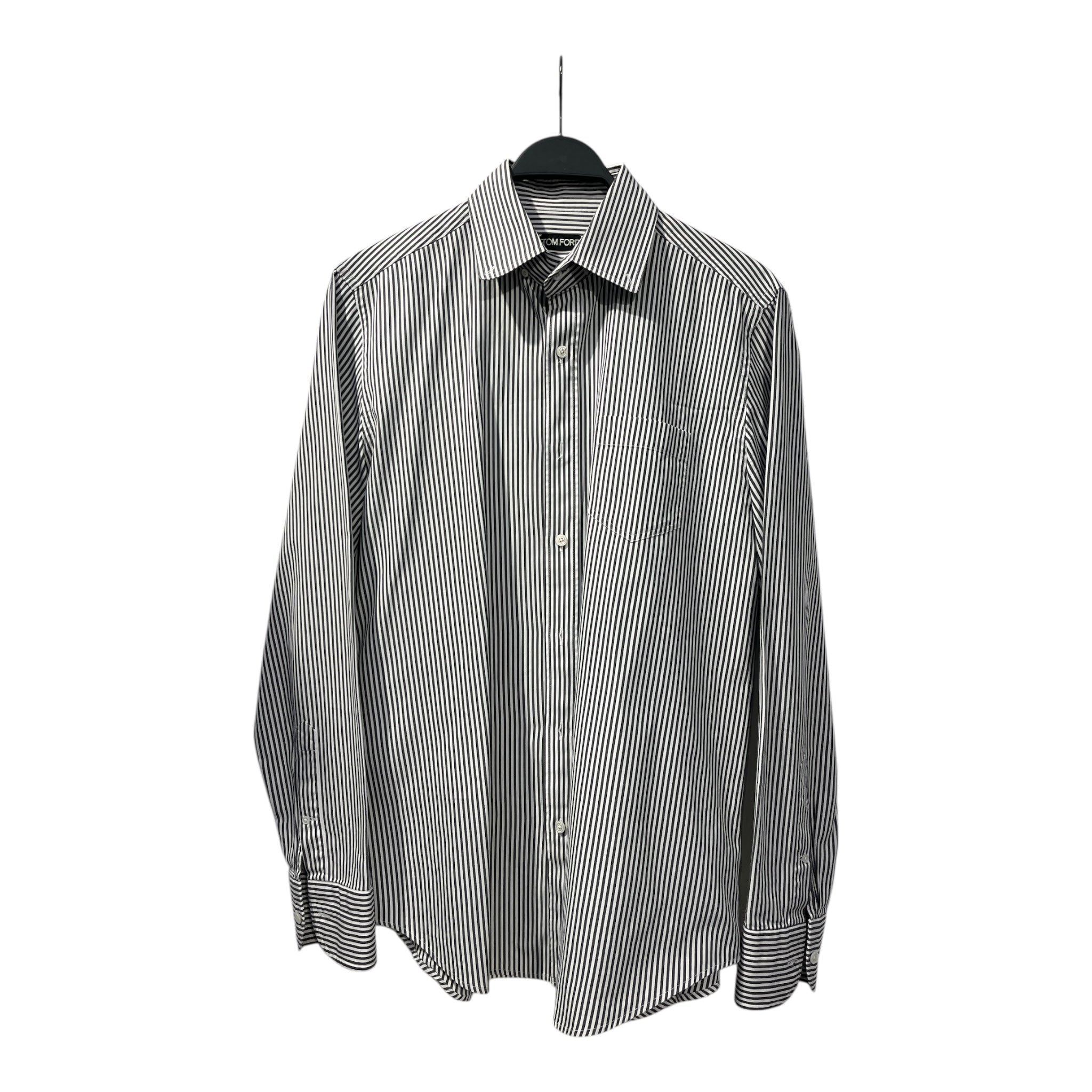 TOM FORD/Polo Shirt/L/Cotton/GRY/Stripe/42/16.5 view 1