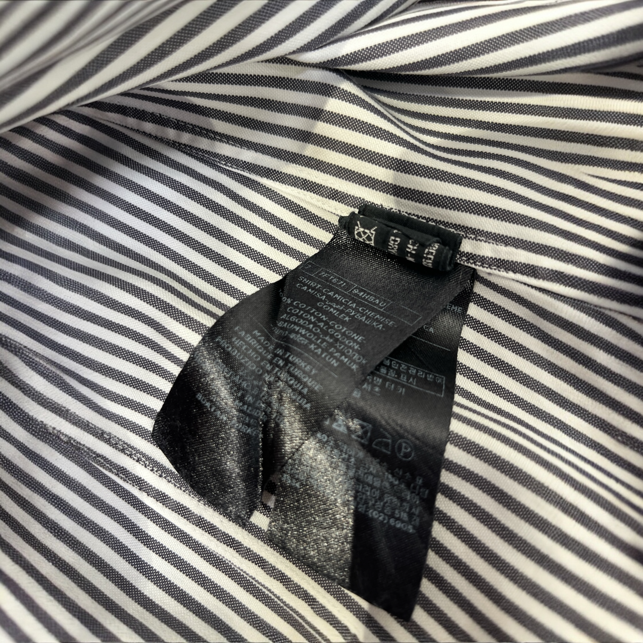 TOM FORD/Polo Shirt/L/Cotton/GRY/Stripe/42/16.5 view 3