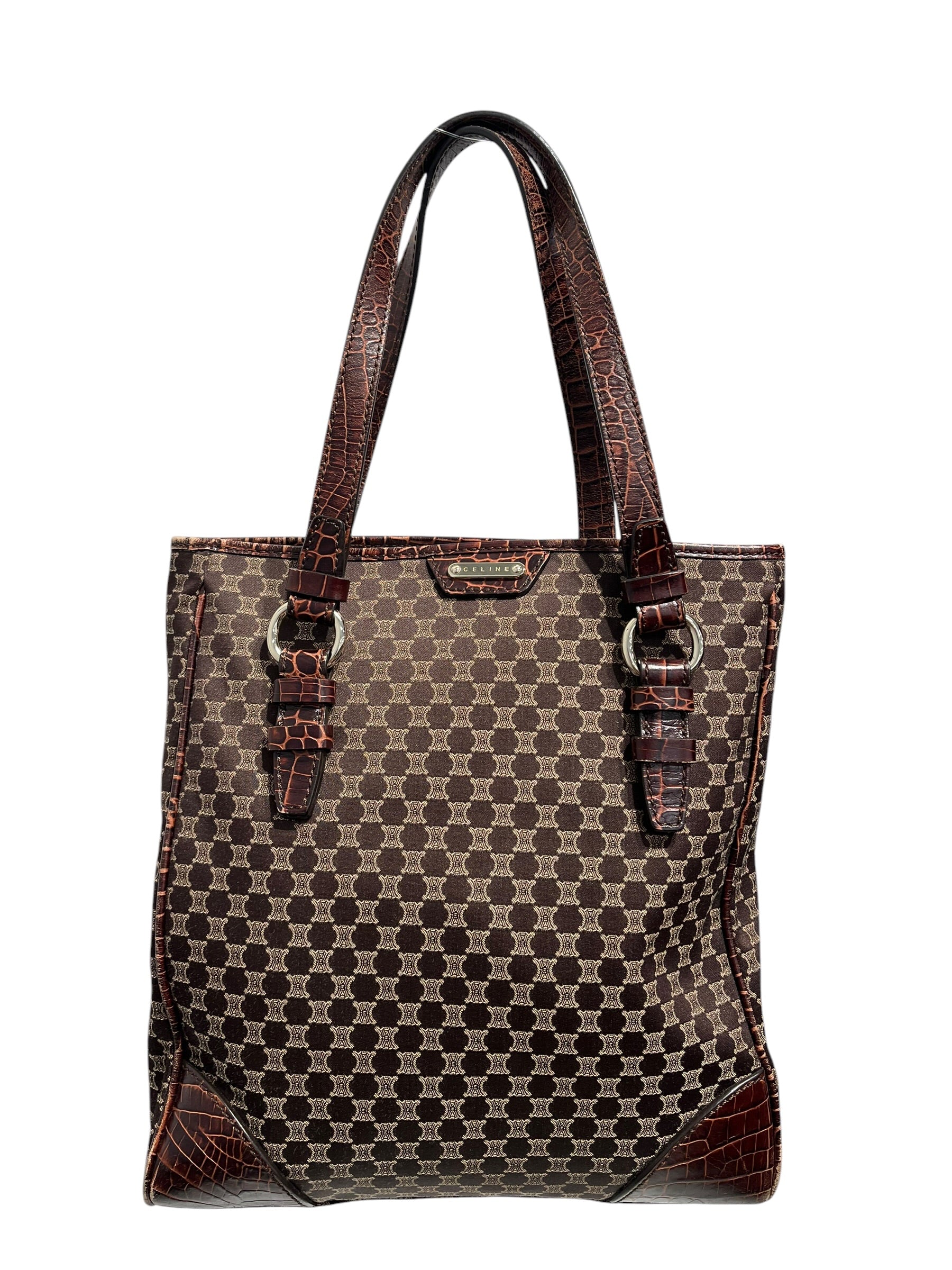 CELINE/Hand Bag/All Over Print/BRW/MACADAM PINT EMBOSSED CROC view 1