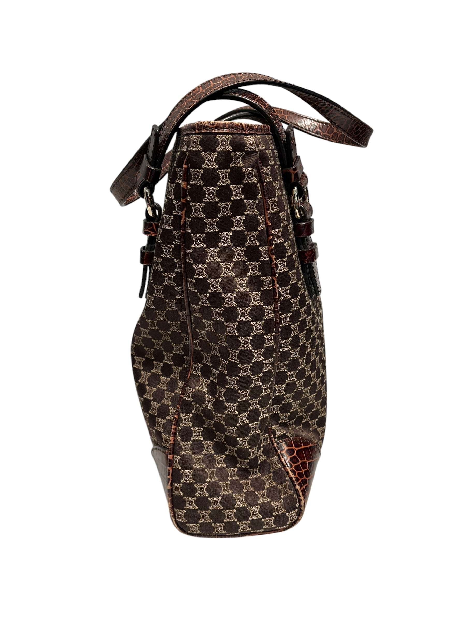 CELINE/Hand Bag/All Over Print/BRW/MACADAM PINT EMBOSSED CROC view 3