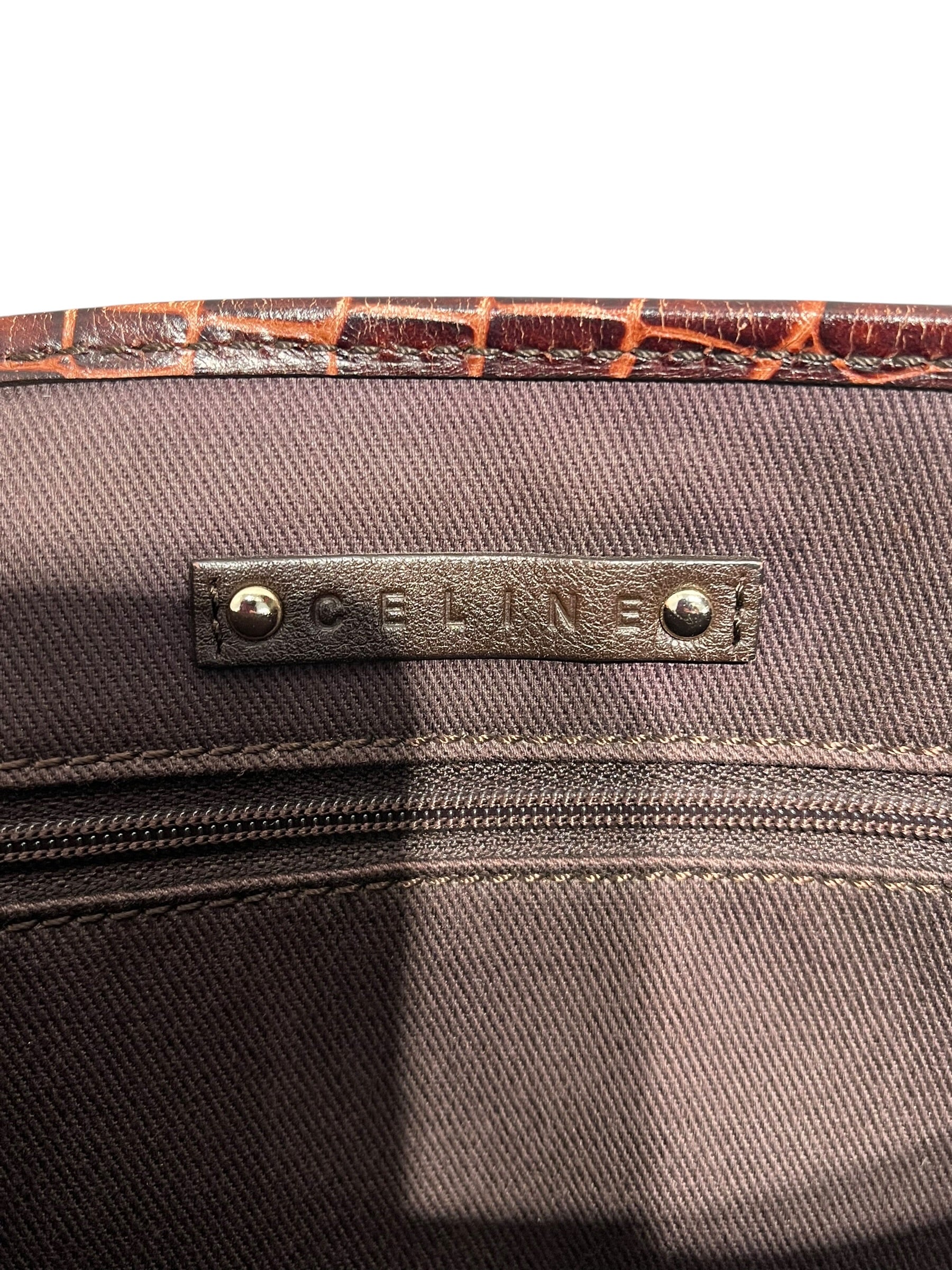 CELINE/Hand Bag/All Over Print/BRW/MACADAM PINT EMBOSSED CROC view 6