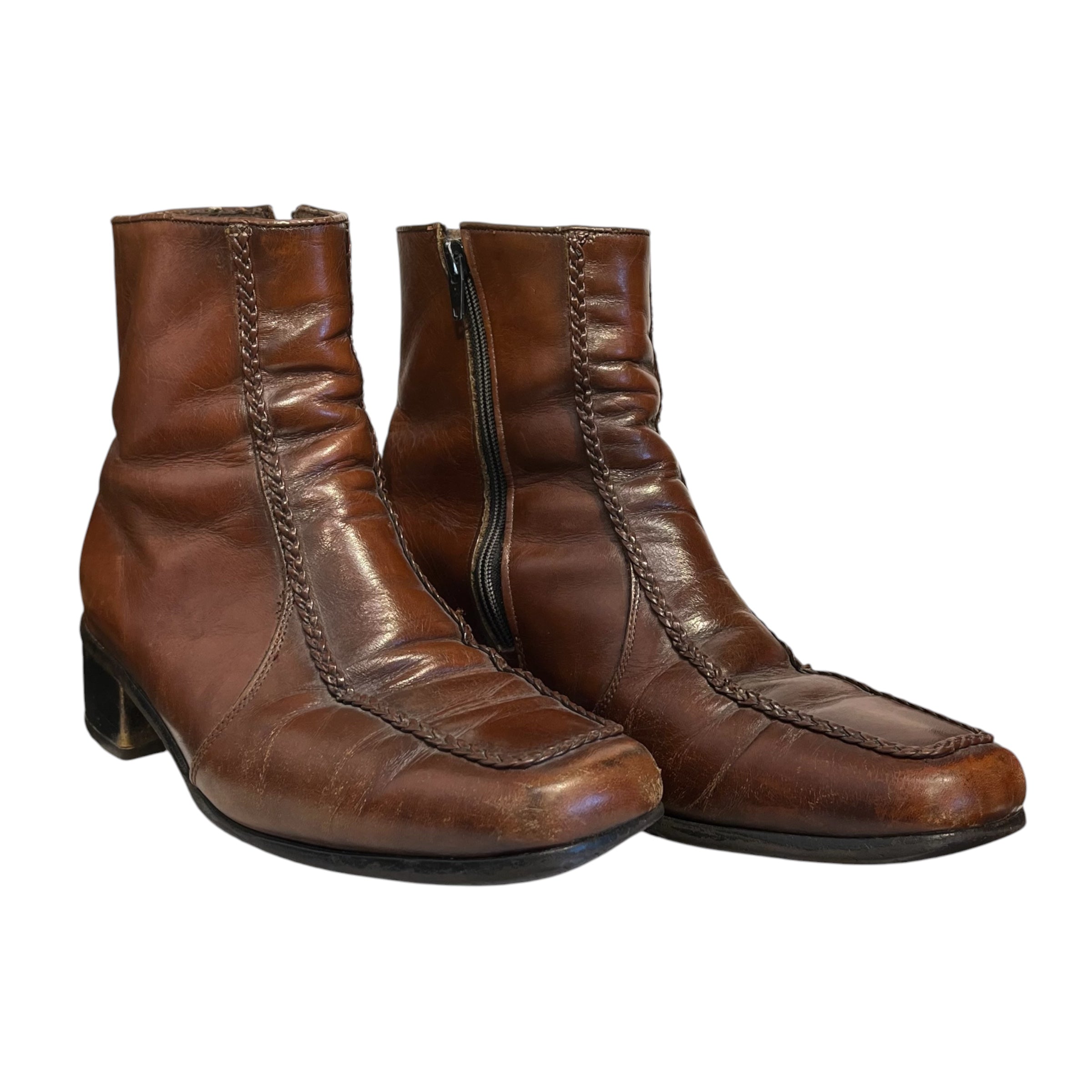 Vintage/Boots/Leather/BRW/SMALL HEEL ANKLE BOOTS view 1