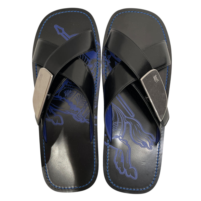 BURBERRY/Stripe Shield EKD Leather Sandals/EU 46
