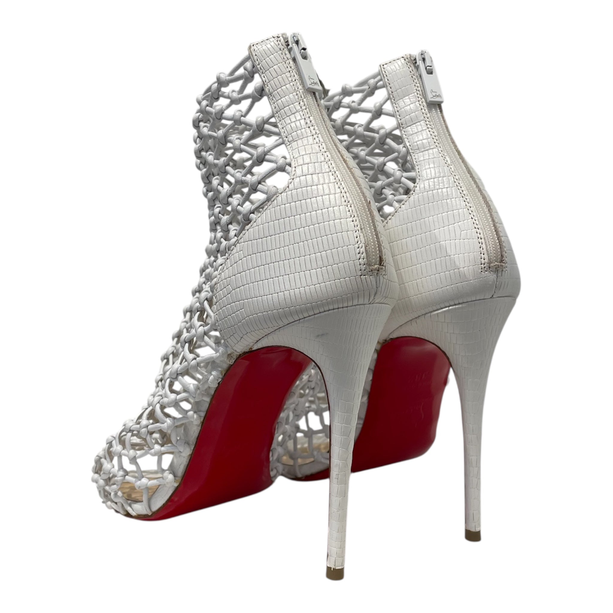 Christian Louboutin/Heels/EU 38.5/Leather/WHT/Open-Toe/CORFOU NETTED CROC EMBOSS view 2