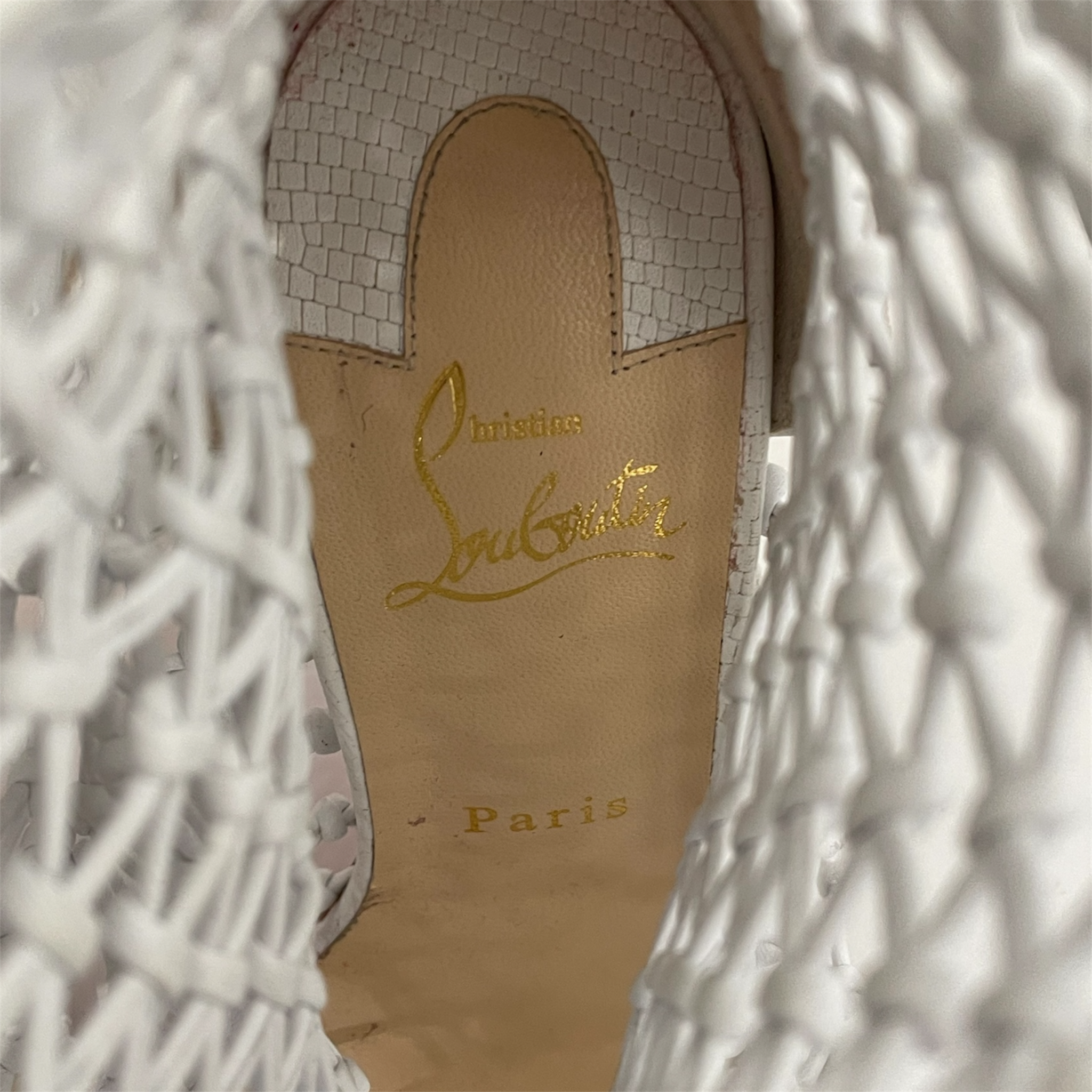 Christian Louboutin/Heels/EU 38.5/Leather/WHT/Open-Toe/CORFOU NETTED CROC EMBOSS view 3