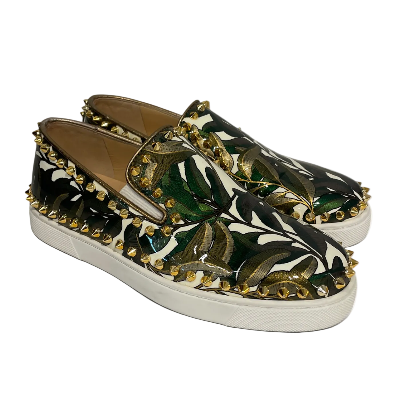 Christian Louboutin/Low-Sneakers/EU 35.5/Camouflage/GRN/spike leaf print slip on 35.5 view 1