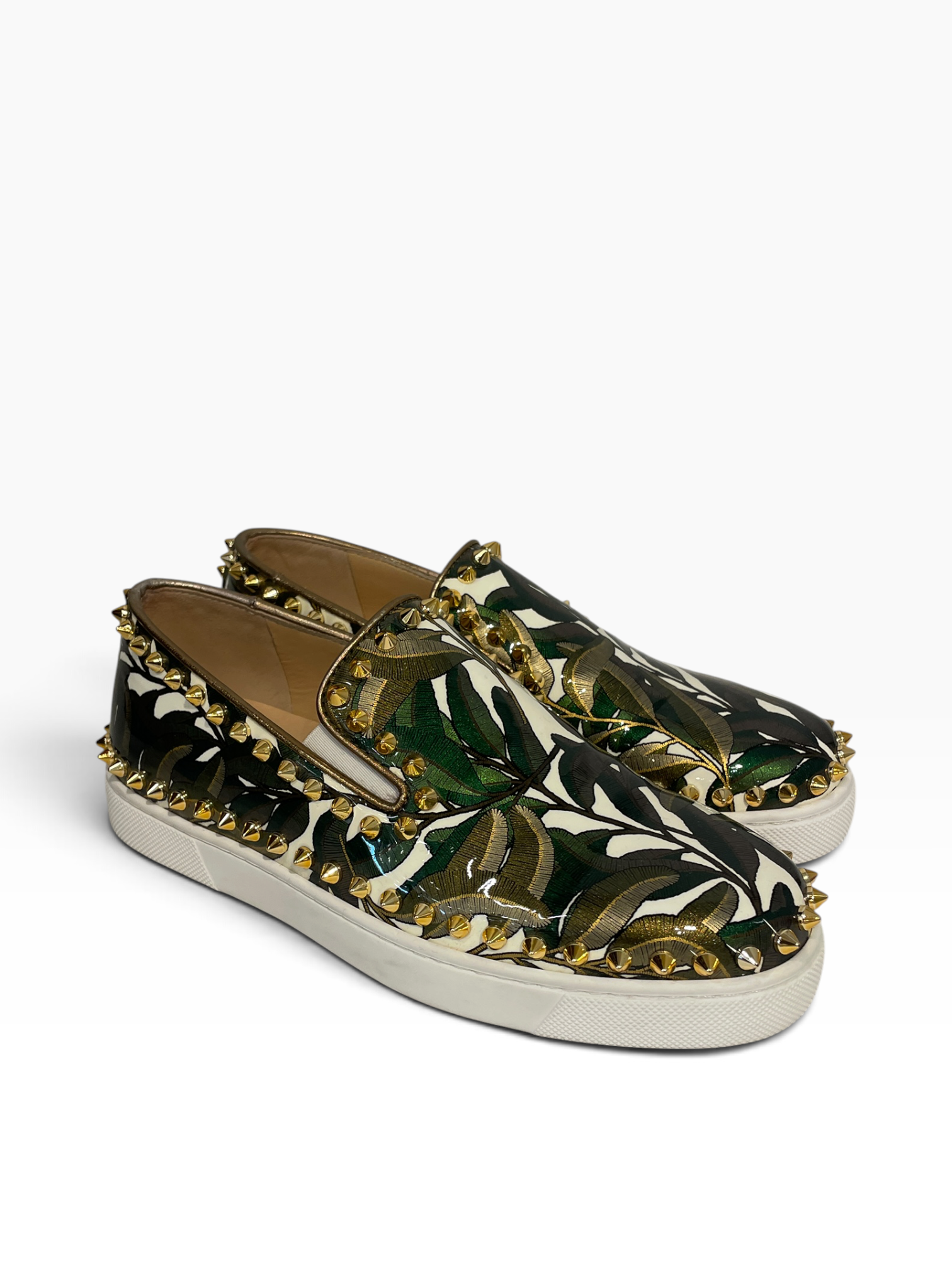 Christian Louboutin/Low-Sneakers/EU 35.5/Camouflage/GRN/spike leaf print slip on 35.5 view 1