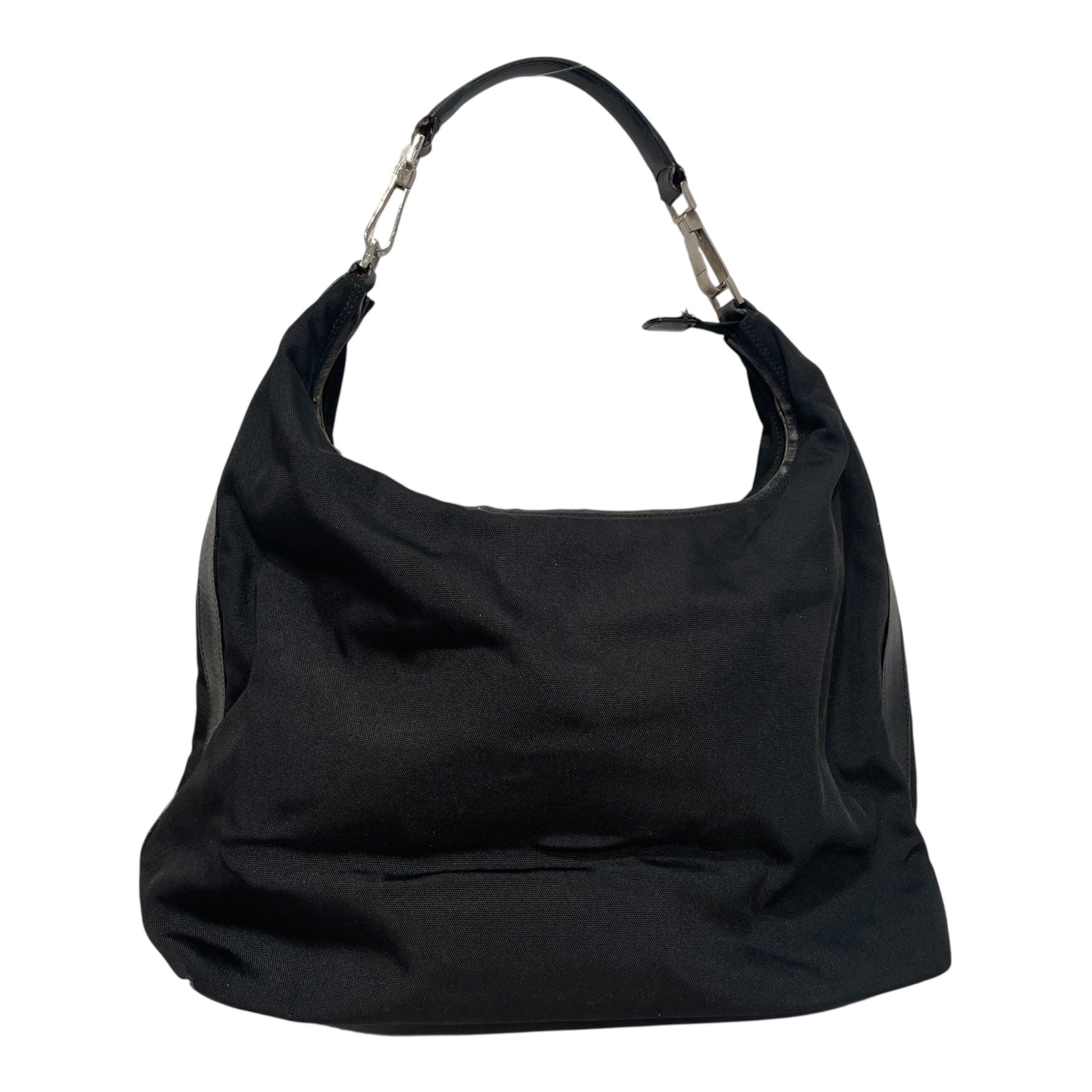 GUCCI/Cross Body Bag/Nylon/BLK/Black Nylon Hobo Shoulder Bag view 1