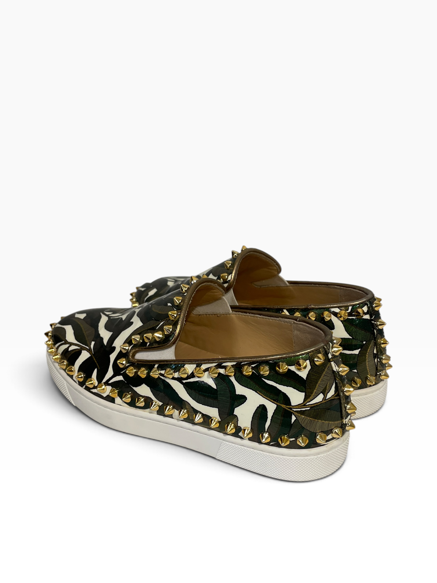 Christian Louboutin/Low-Sneakers/EU 35.5/Camouflage/GRN/spike leaf print slip on 35.5 view 2