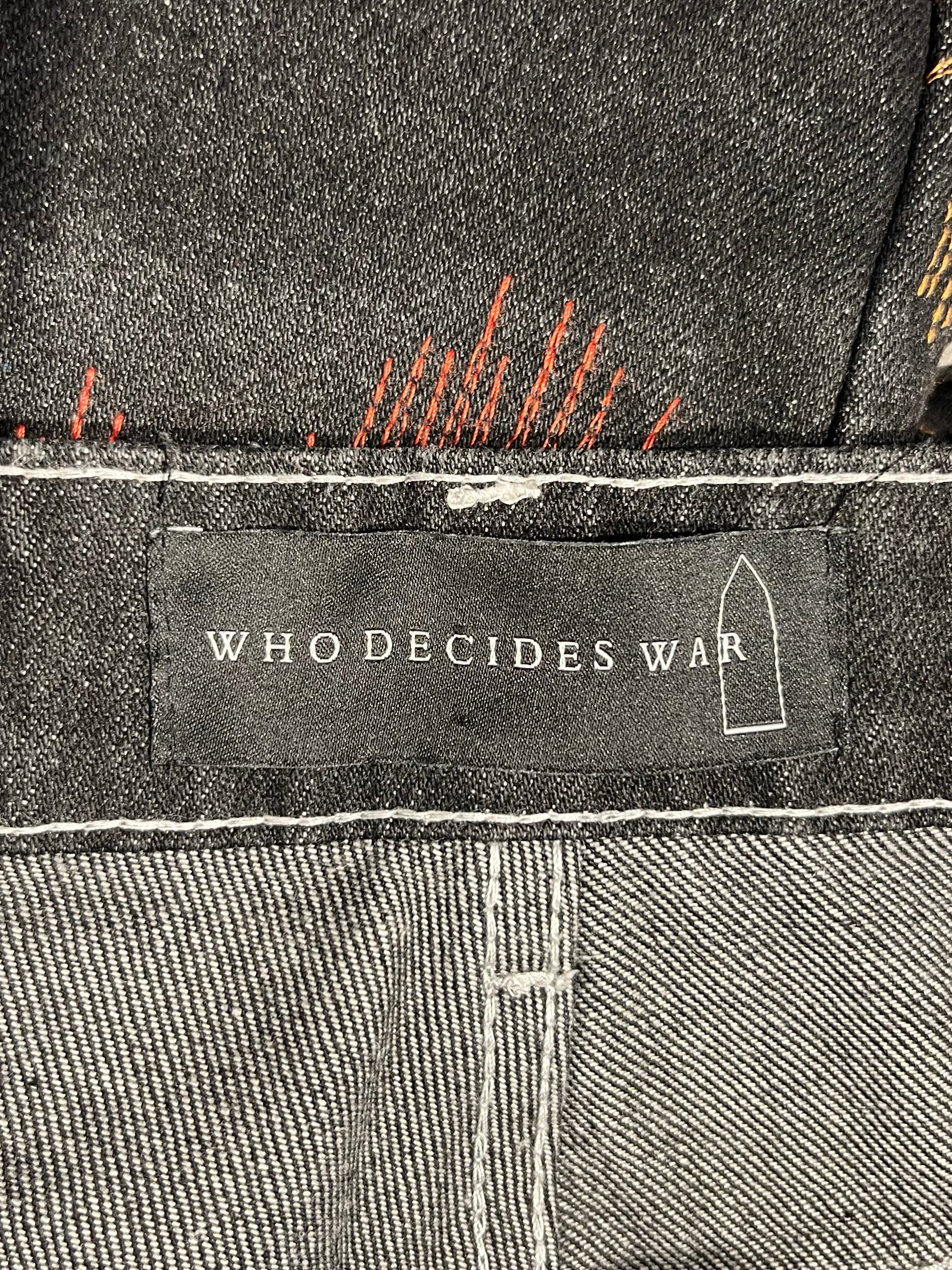 WHO DECIDES WAR/Pants/30/Cotton/BLK/All Over Print/all over embroidery denim view 3