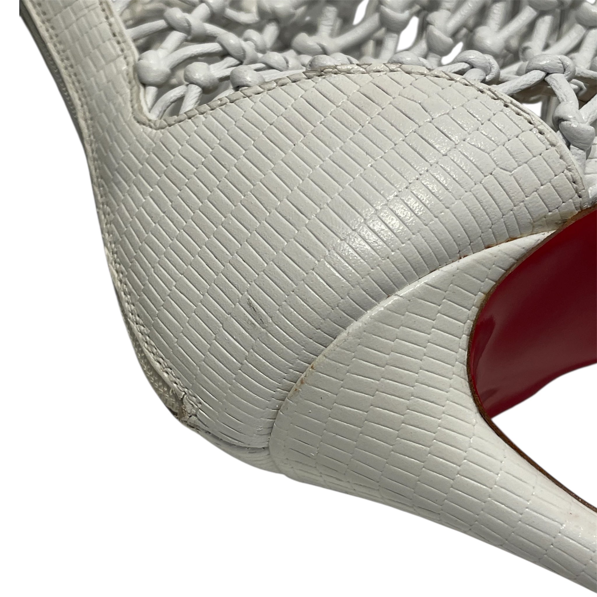 Christian Louboutin/Heels/EU 38.5/Leather/WHT/Open-Toe/CORFOU NETTED CROC EMBOSS view 4