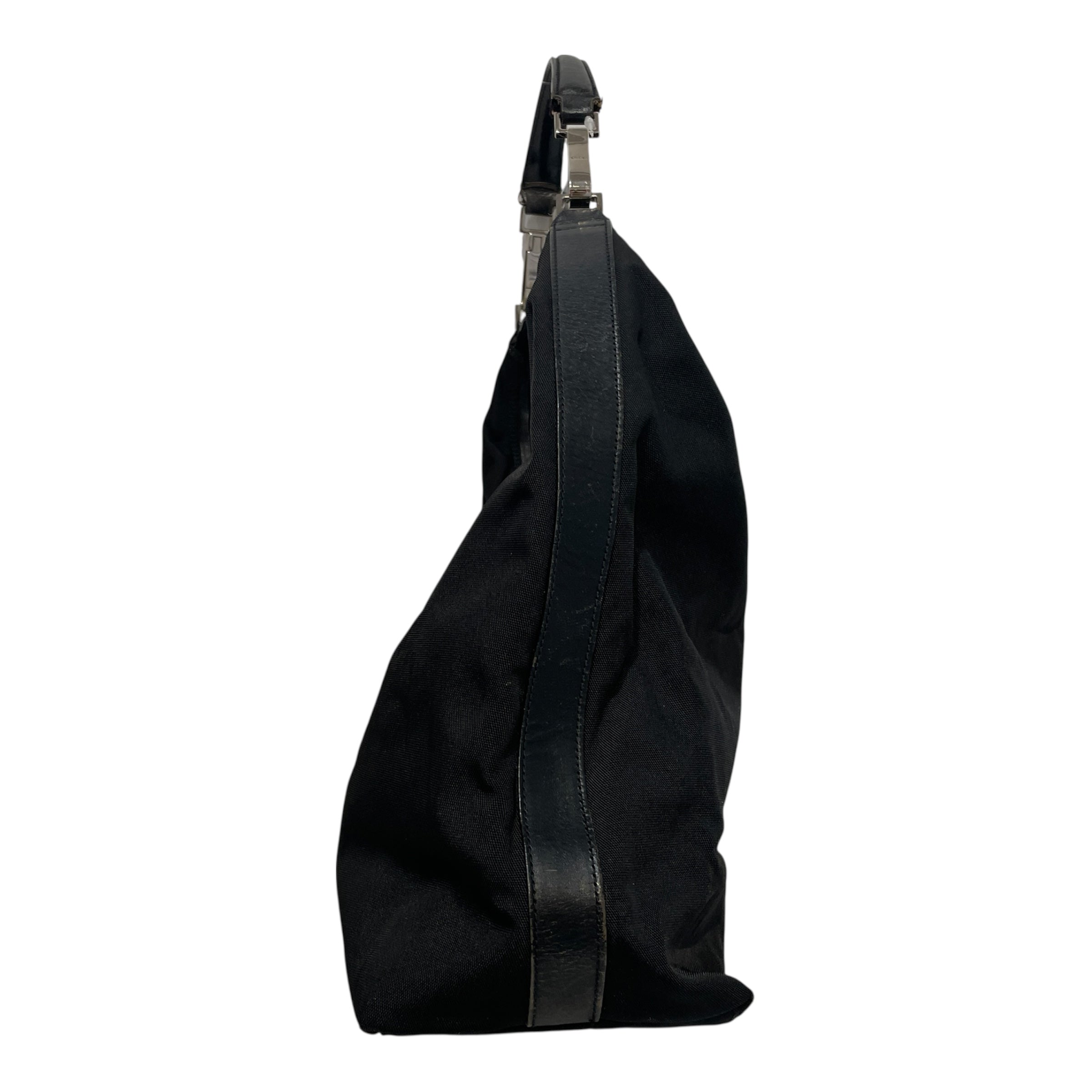 GUCCI/Cross Body Bag/Nylon/BLK/Black Nylon Hobo Shoulder Bag view 2