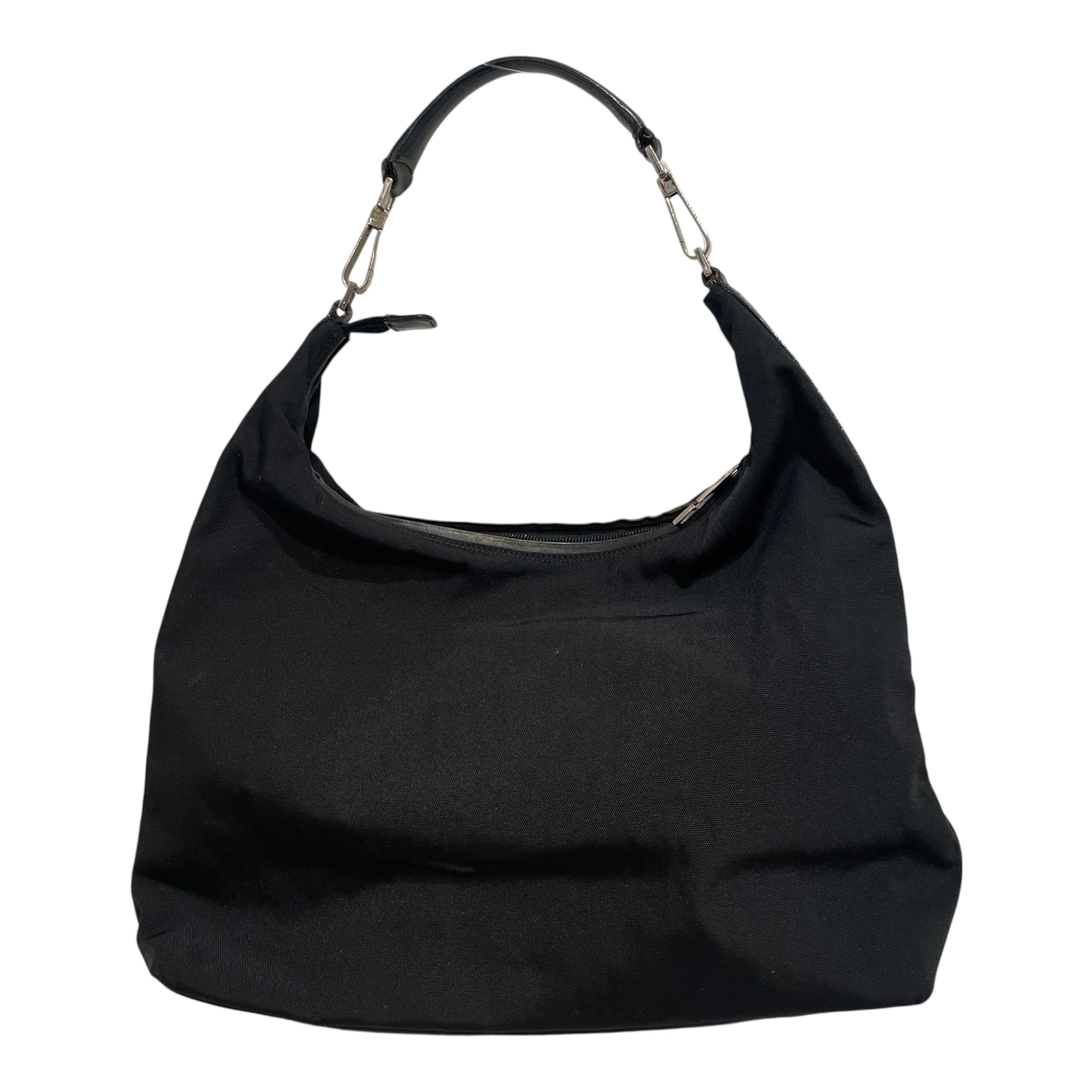 GUCCI/Cross Body Bag/Nylon/BLK/Black Nylon Hobo Shoulder Bag view 3