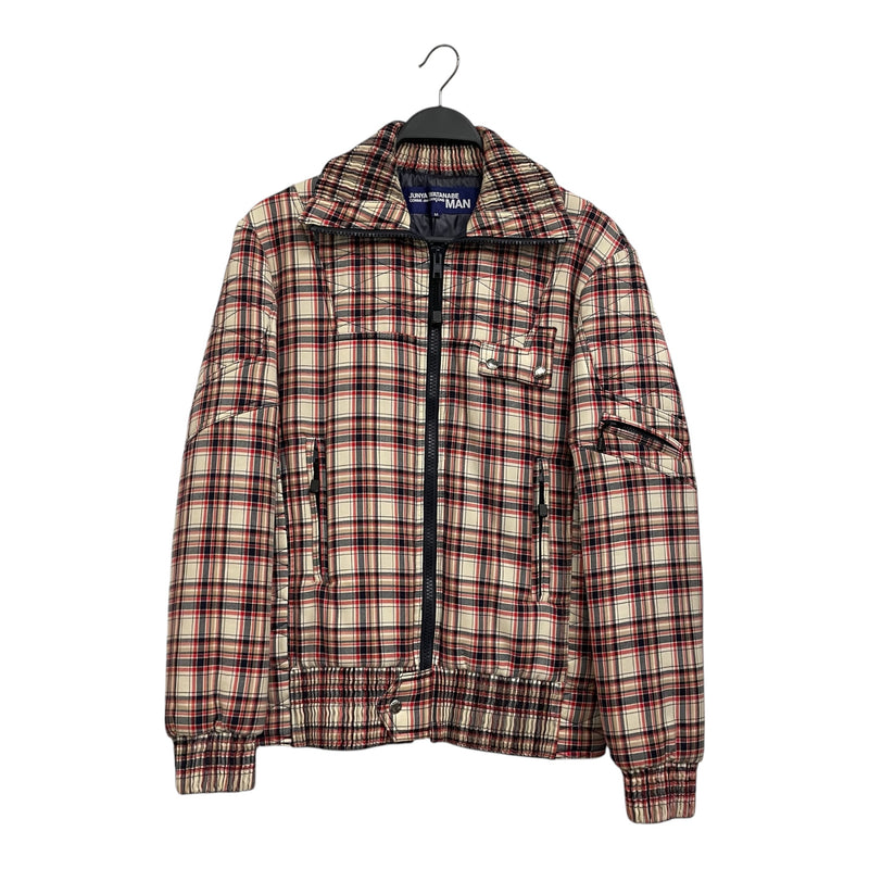 JUNYA WATANABE COMME des GARCONS MAN/Puffer Jkt/M/Cotton/CRM/Plaid/2005 RED/NVY/KHK PLAID BIKER