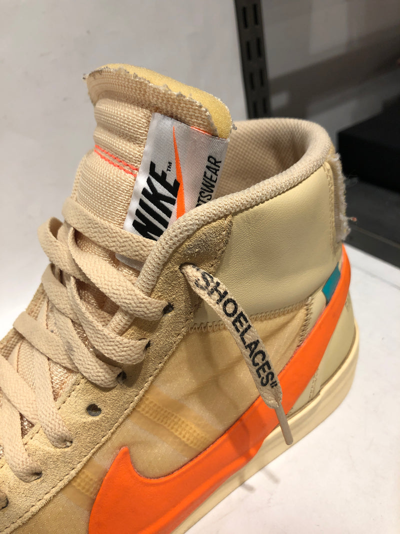 NIKE/OFF-WHITE/Hi-Sneakers/UK 9.5/Leather/BEG/Off White Blazers