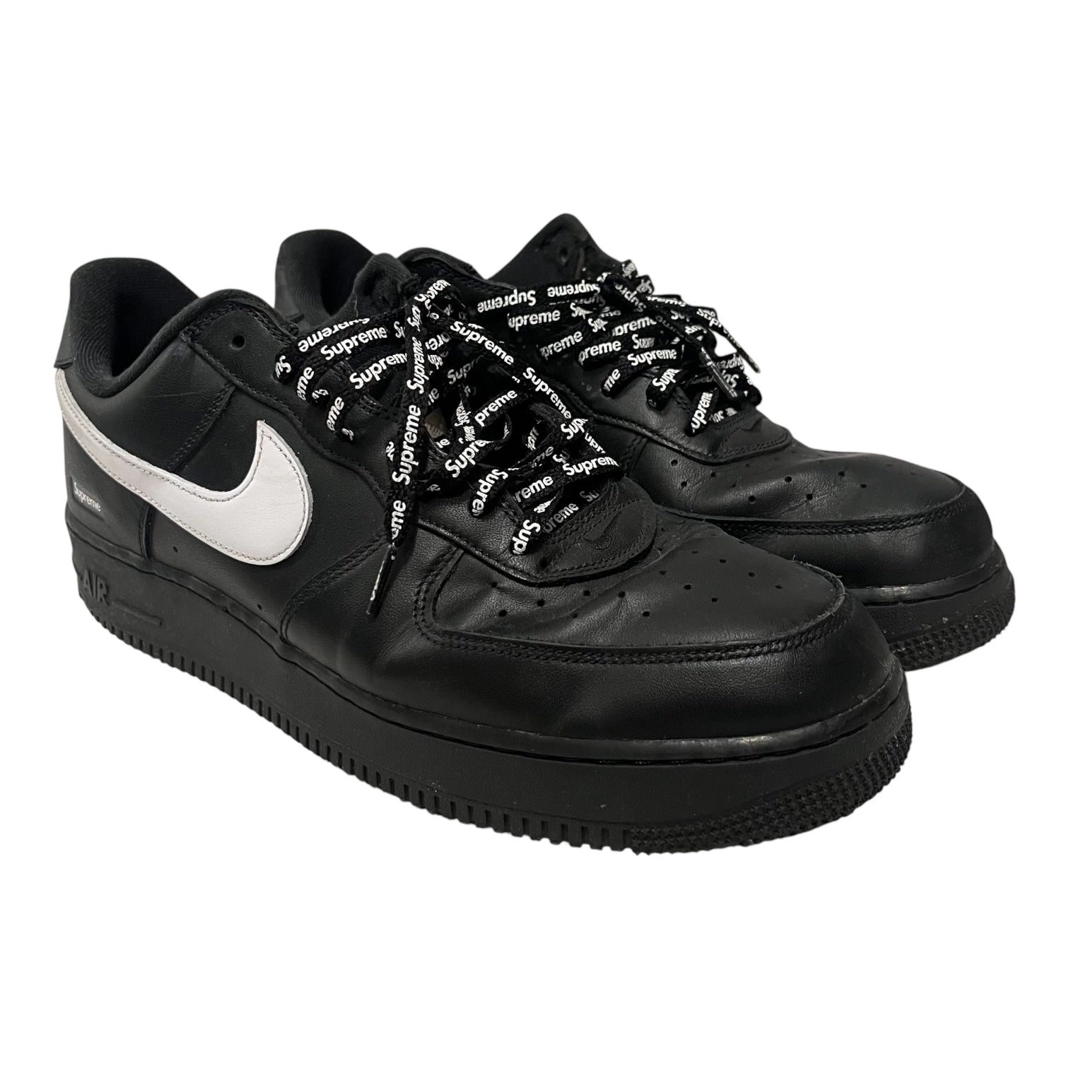 NIKE/X SUPREME AIR FORCE 1 LOW SP/Low-Sneakers/US 13/Leather/BLK/CU9225-002 view 1