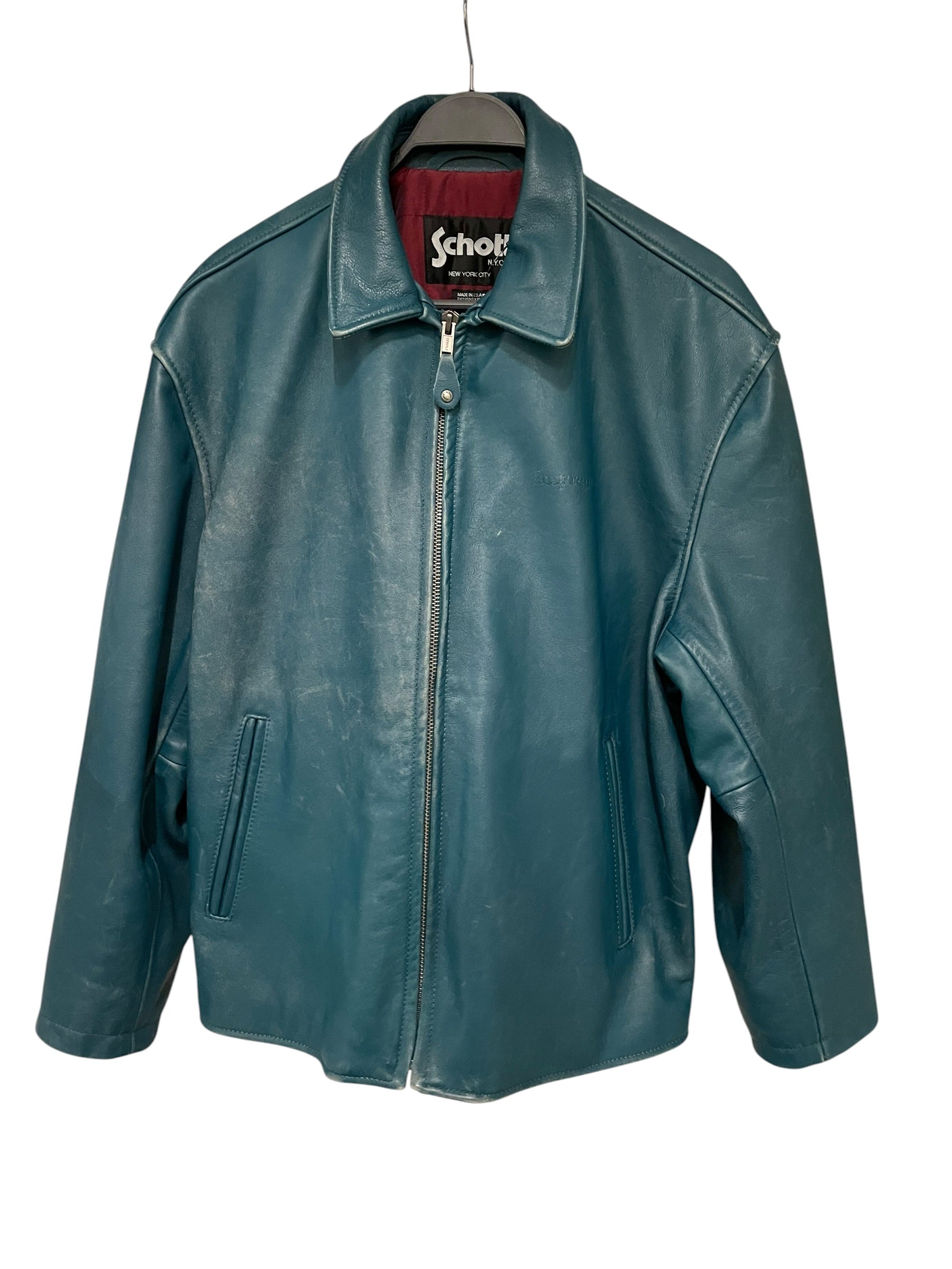 Supreme/Schott/Leather Jkt/XL/Leather/BLU/LEATHER RACER JACKET view 1