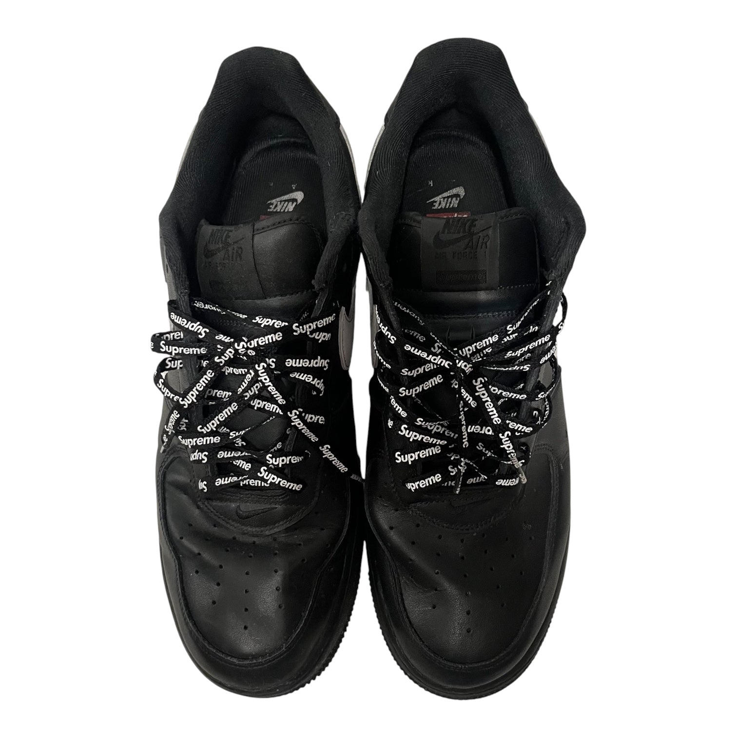 NIKE/X SUPREME AIR FORCE 1 LOW SP/Low-Sneakers/US 13/Leather/BLK/CU9225-002 view 3